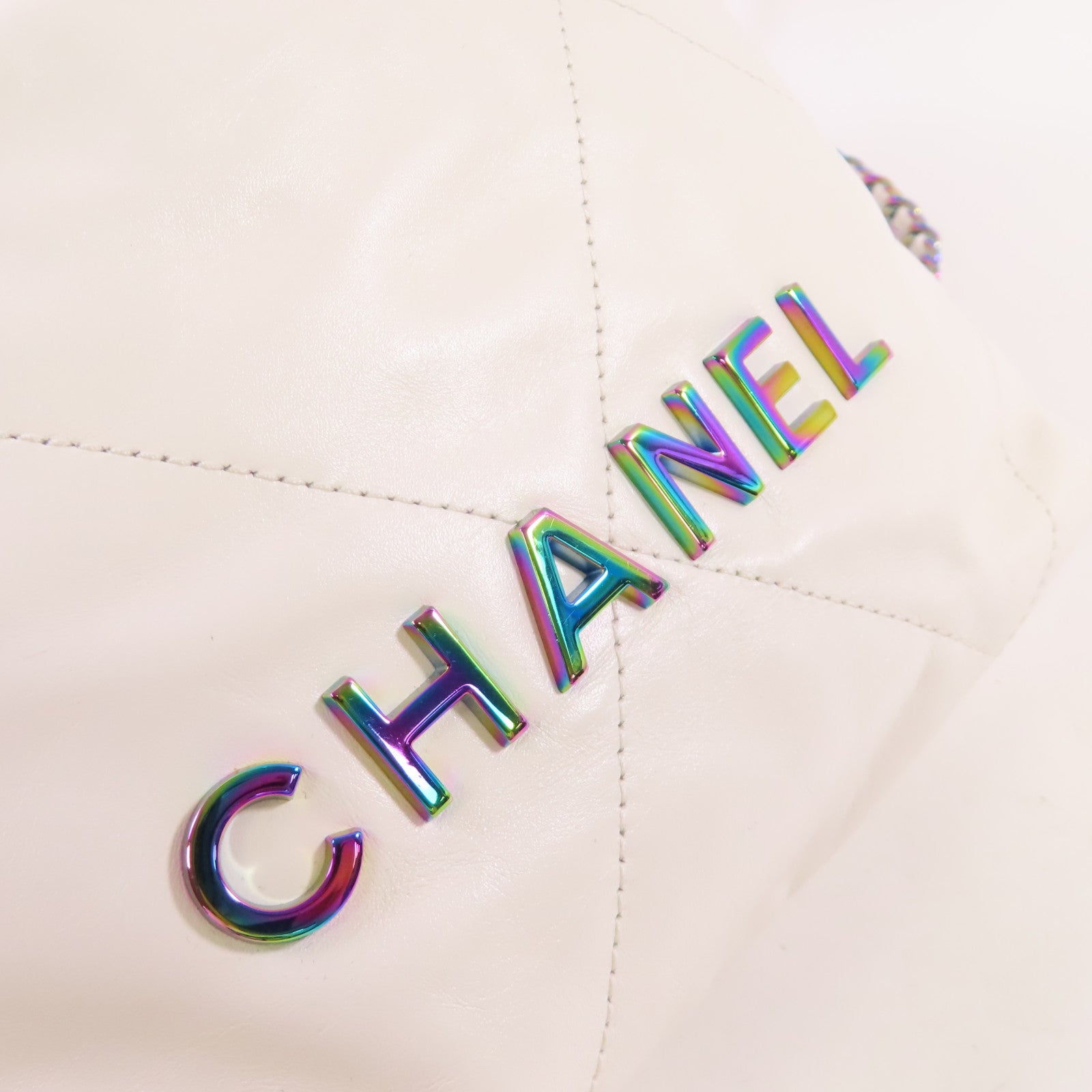 CHANEL 【激減優惠】菱格牛皮皮革Chanel 22 2Way Shoulder Bag鏈帶手挽肩背兩用袋白色