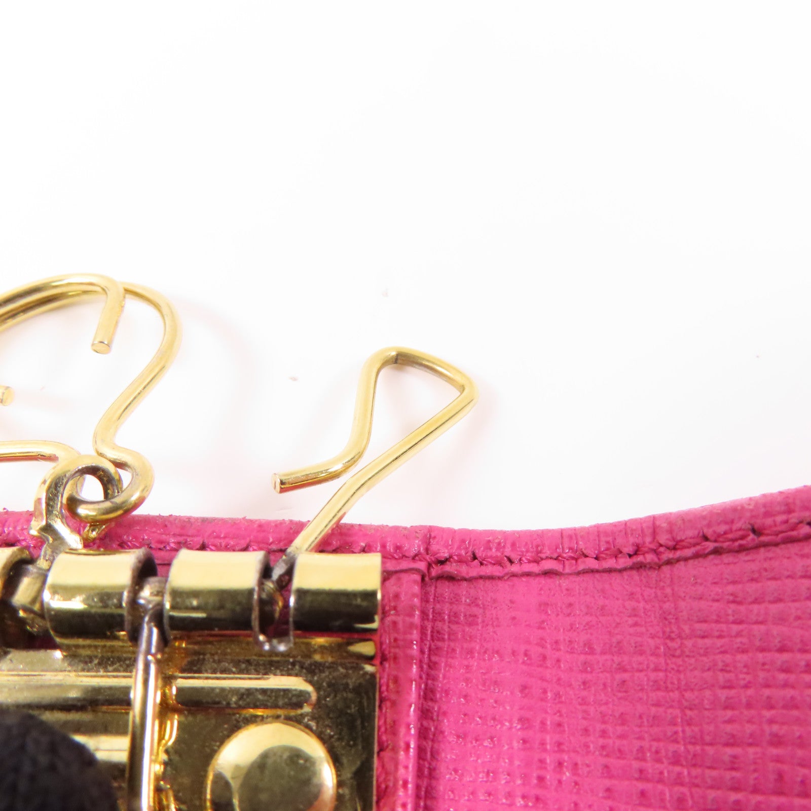 FENDI GHW Key Case 8AP079-CRP Coated Canvas Brown Pink