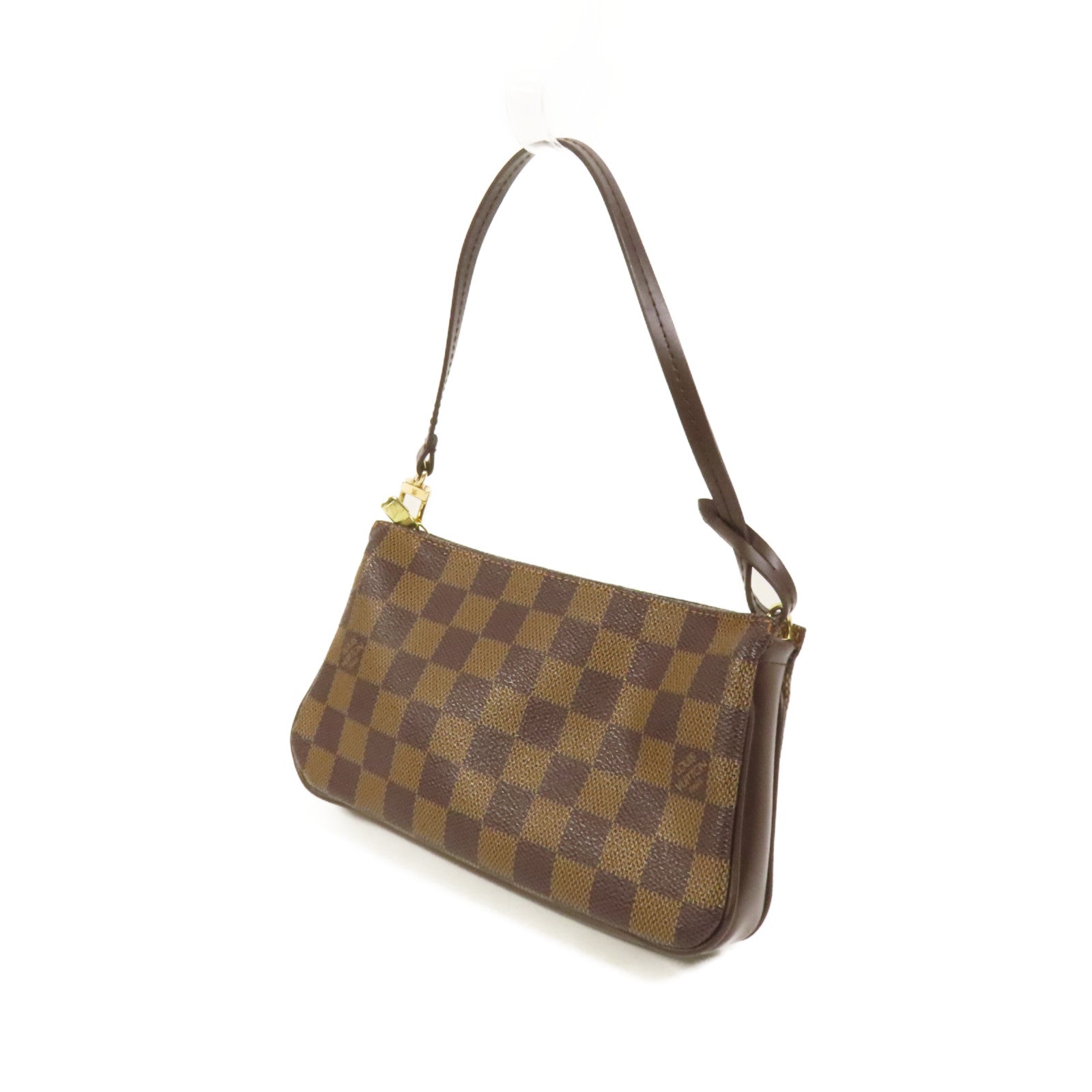 LOUIS VUITTON Damier Pochette Accessories金扣手挽袋