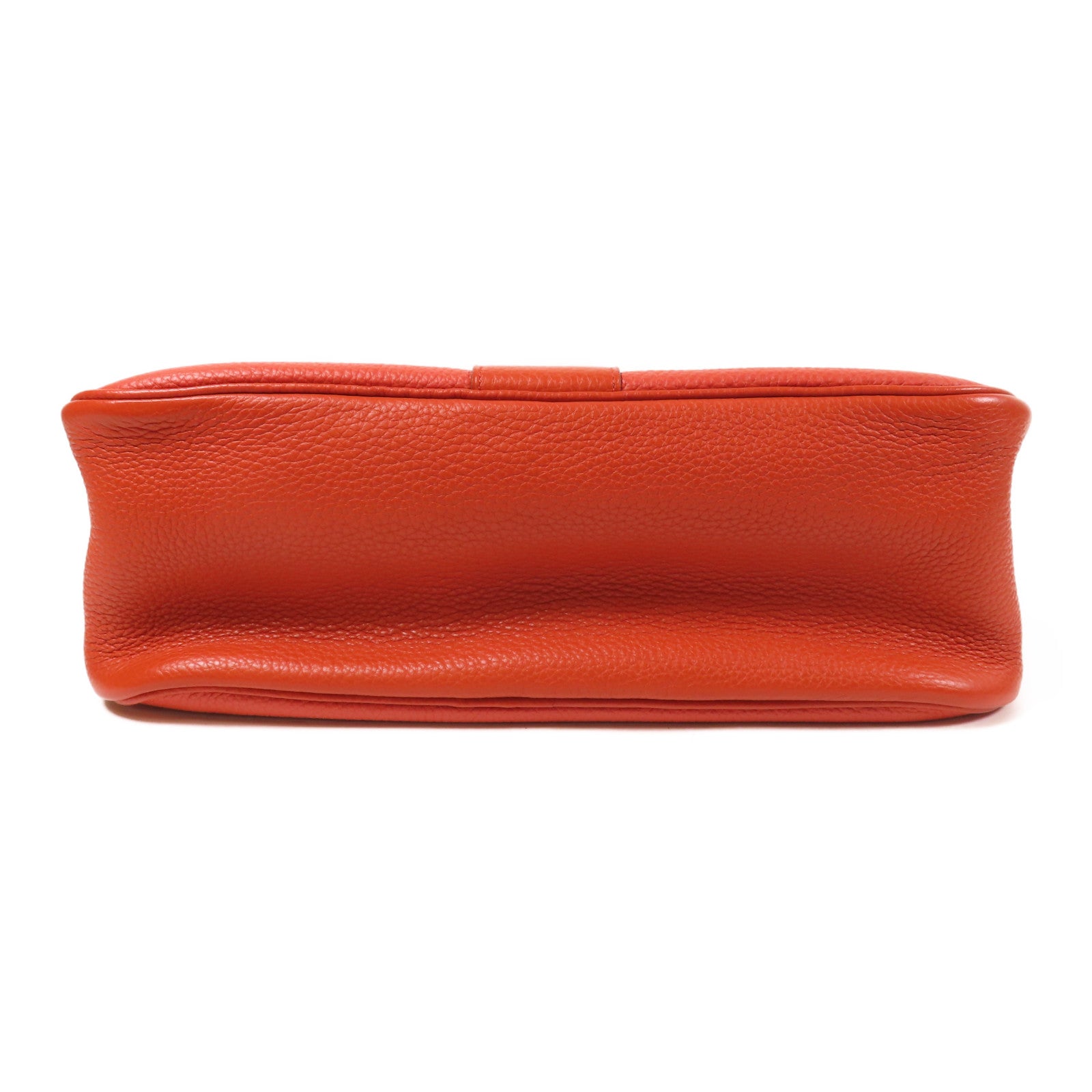HERMES Clemence皮革Bourlingue金扣肩背袋橙紅色