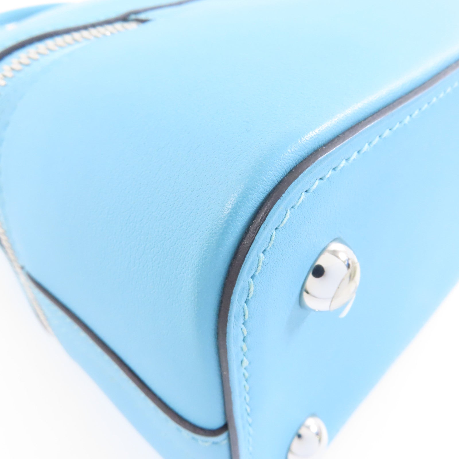 HERMES Evercolor皮革Bolide Secret銀扣手挽袋Bleu Saint Cyr/淺藍色