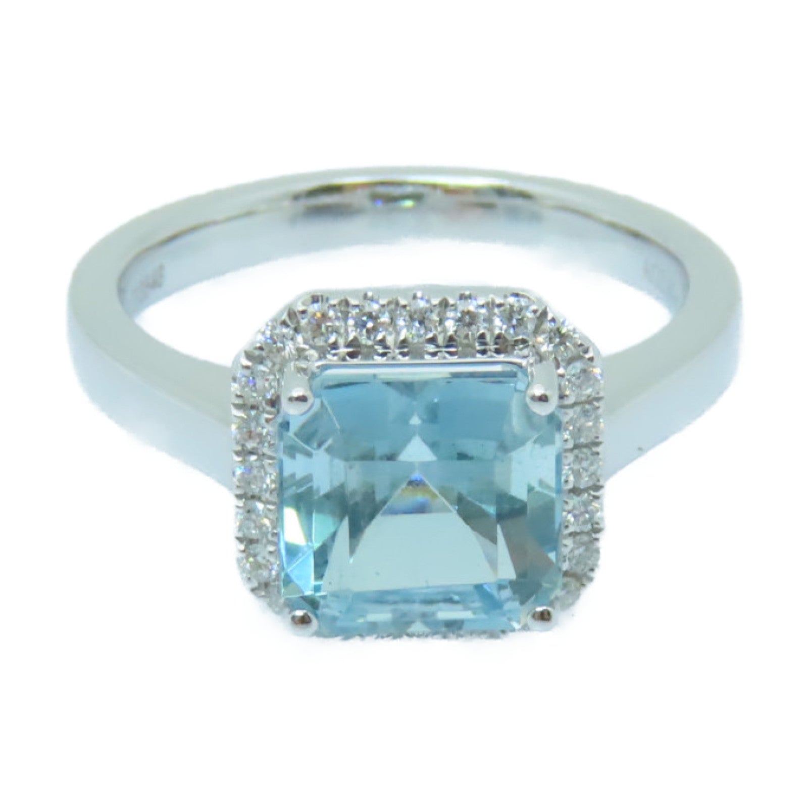 JEWELRY 【激減優惠】18K白金Aquamarine Ring 2.6ct藍晶/0.171ct鑽石戒指US#6