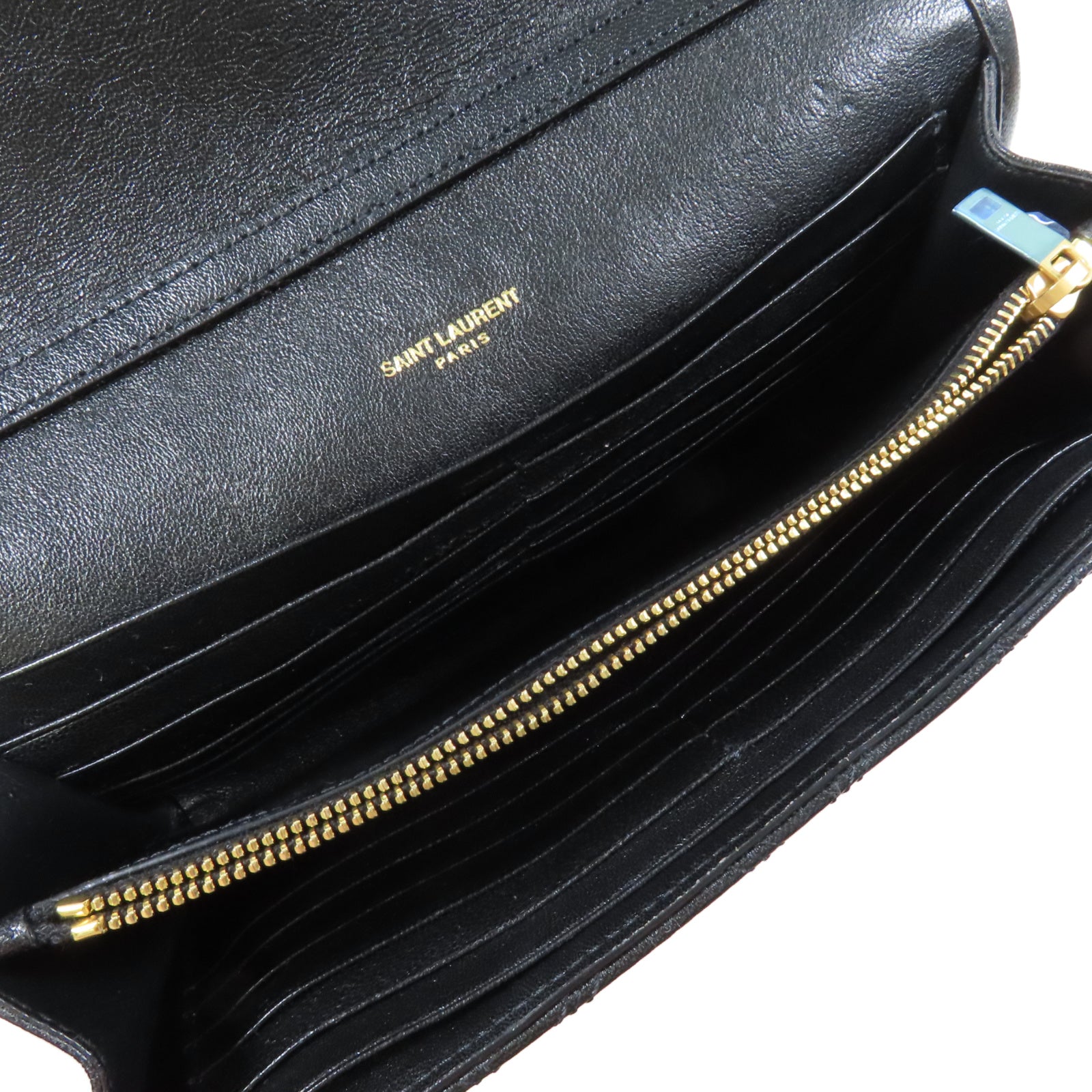 SAINT LAURENT 牛皮皮革Woc Chain Shoulder Bag金扣鏈帶肩背袋黑色