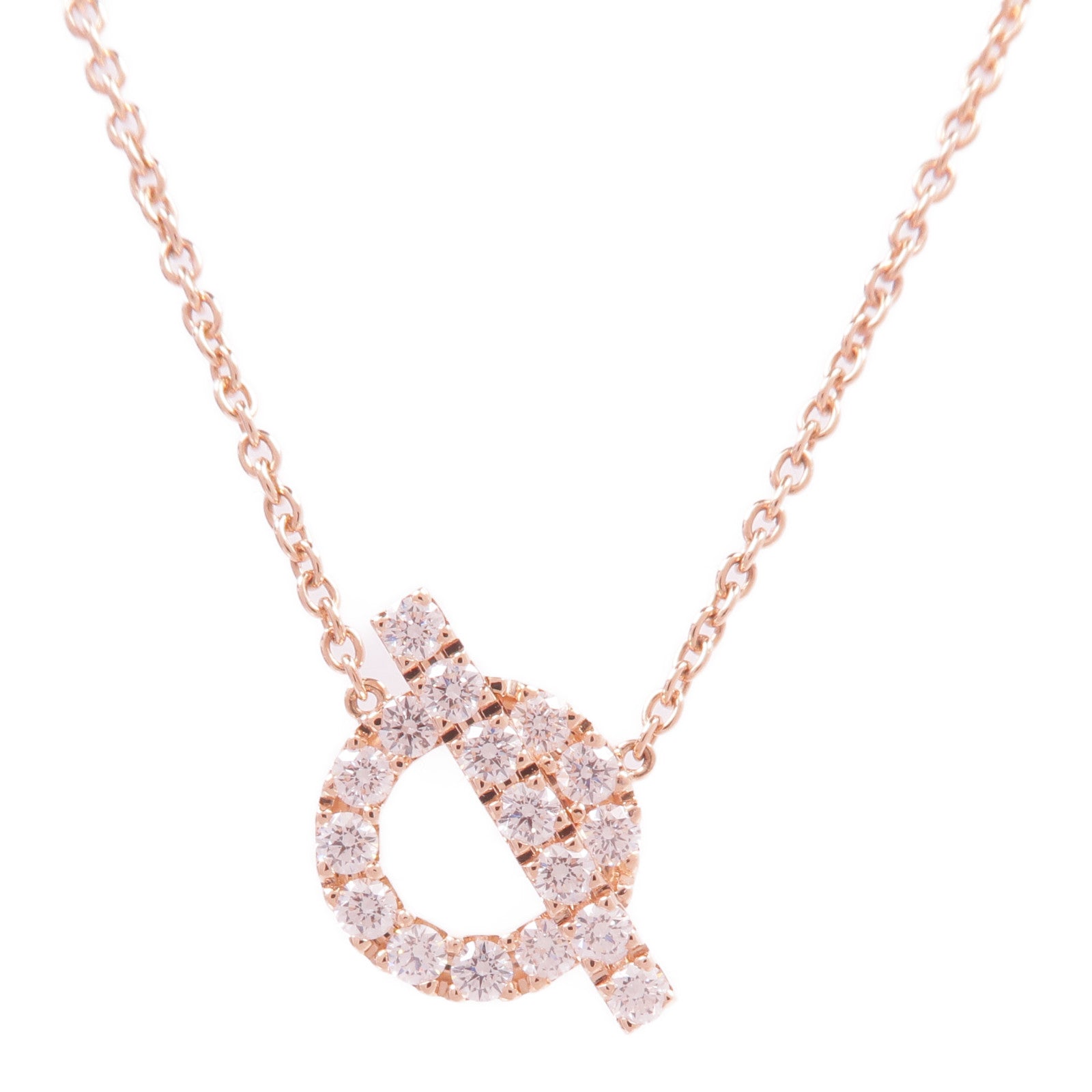 HERMES 18K玫瑰金Finesse Pendant鑽石項鍊