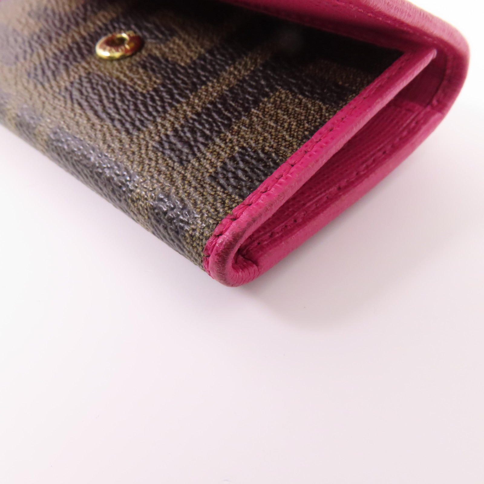 FENDI GHW Key Case 8AP079-CRP Coated Canvas Brown Pink