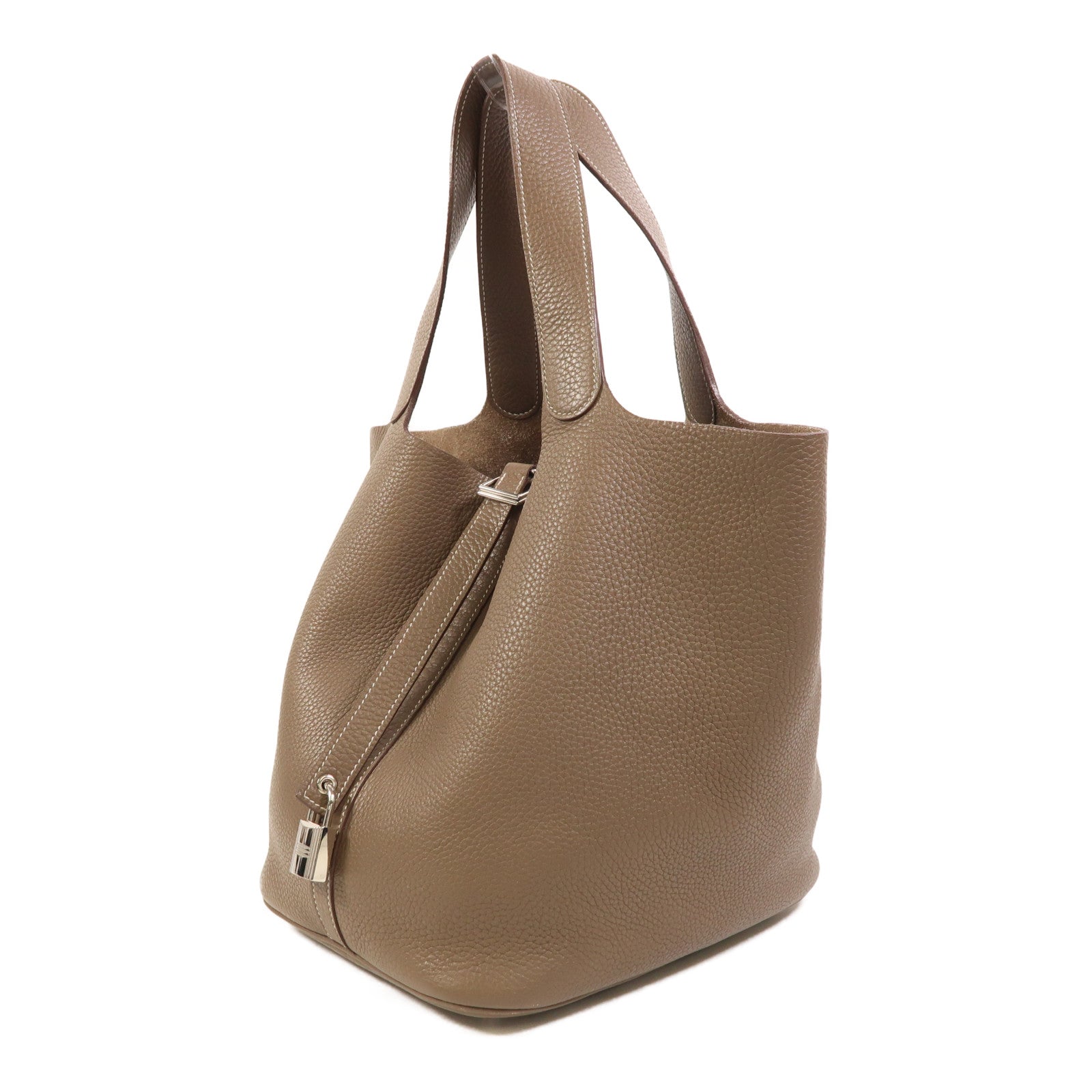 HERMES Clemence皮革Picotin GM銀扣手挽袋