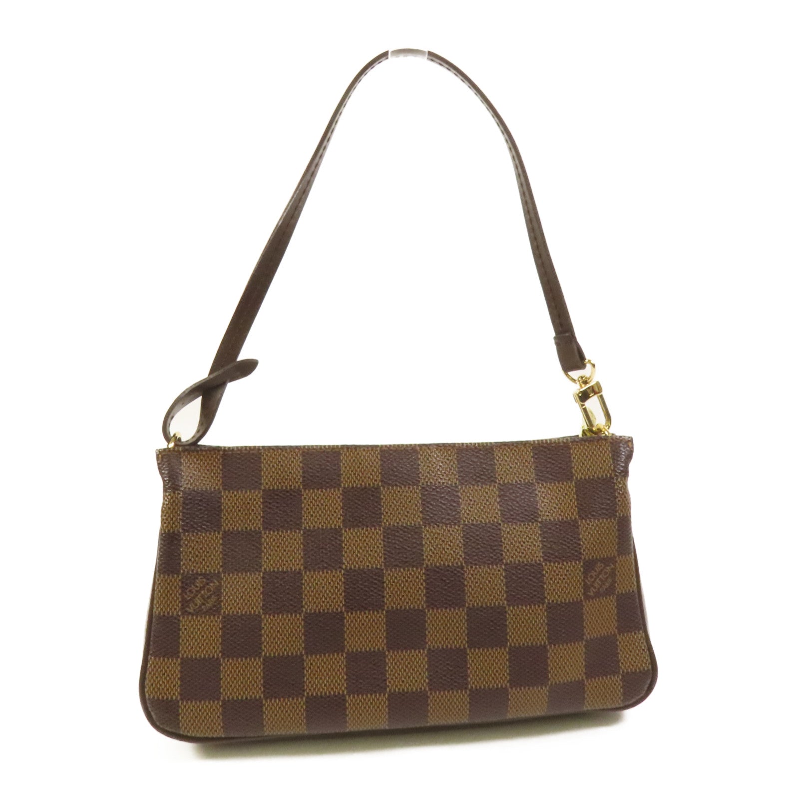 LOUIS VUITTON Damier Pochette Accessories金扣手挽袋