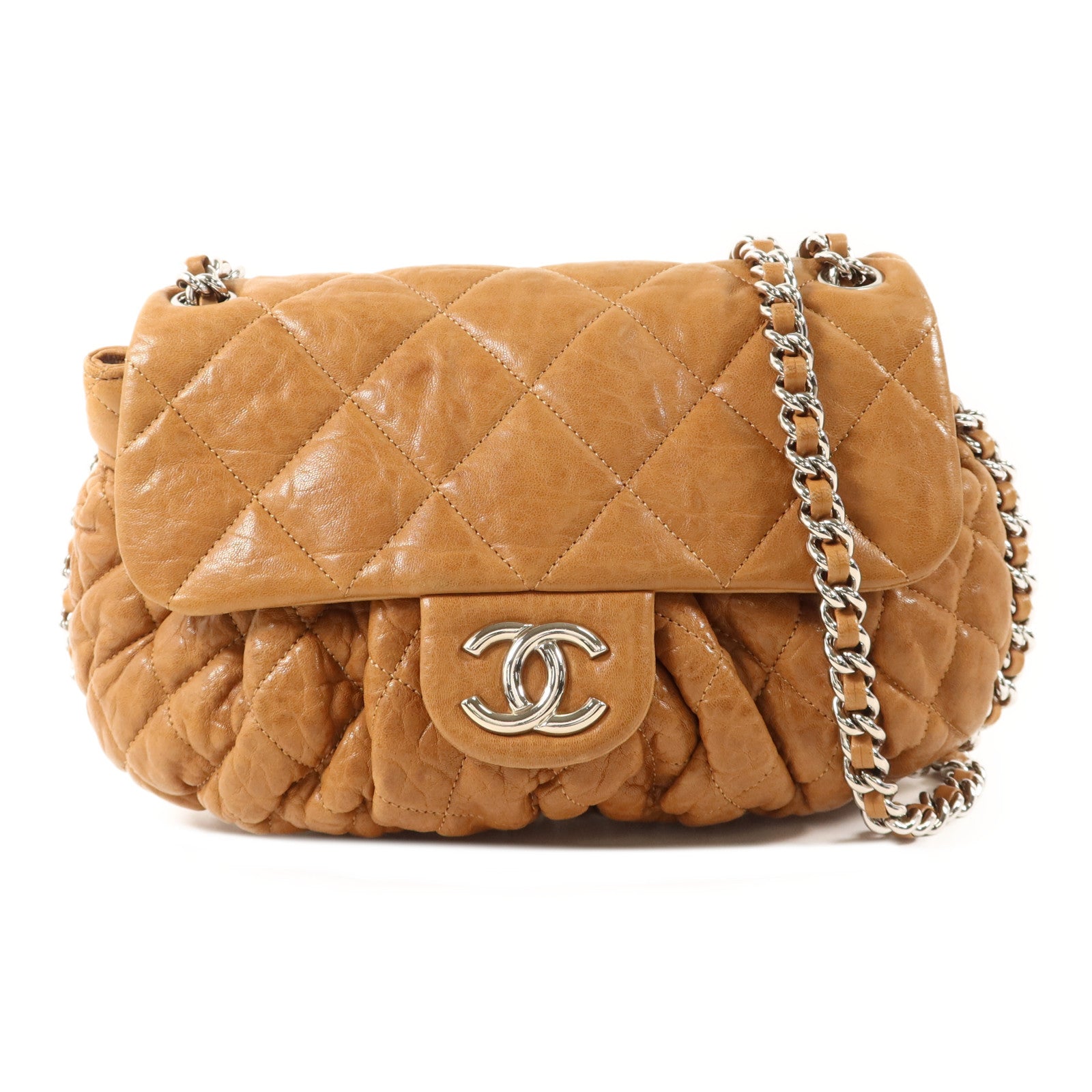 CHANEL 【激減優惠】牛皮皮革Chain Shoulder Bag銀扣鏈帶肩背袋