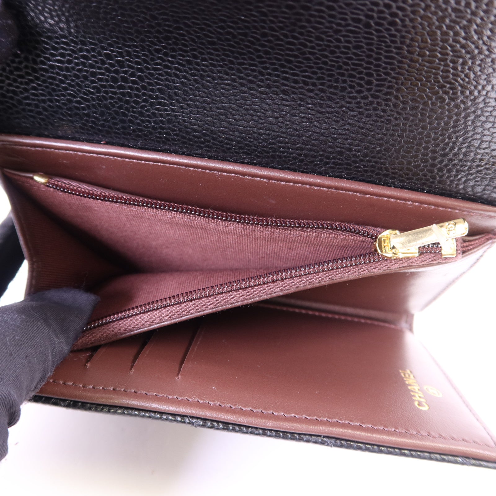 CHANEL 牛皮皮革Wallet金扣錢包