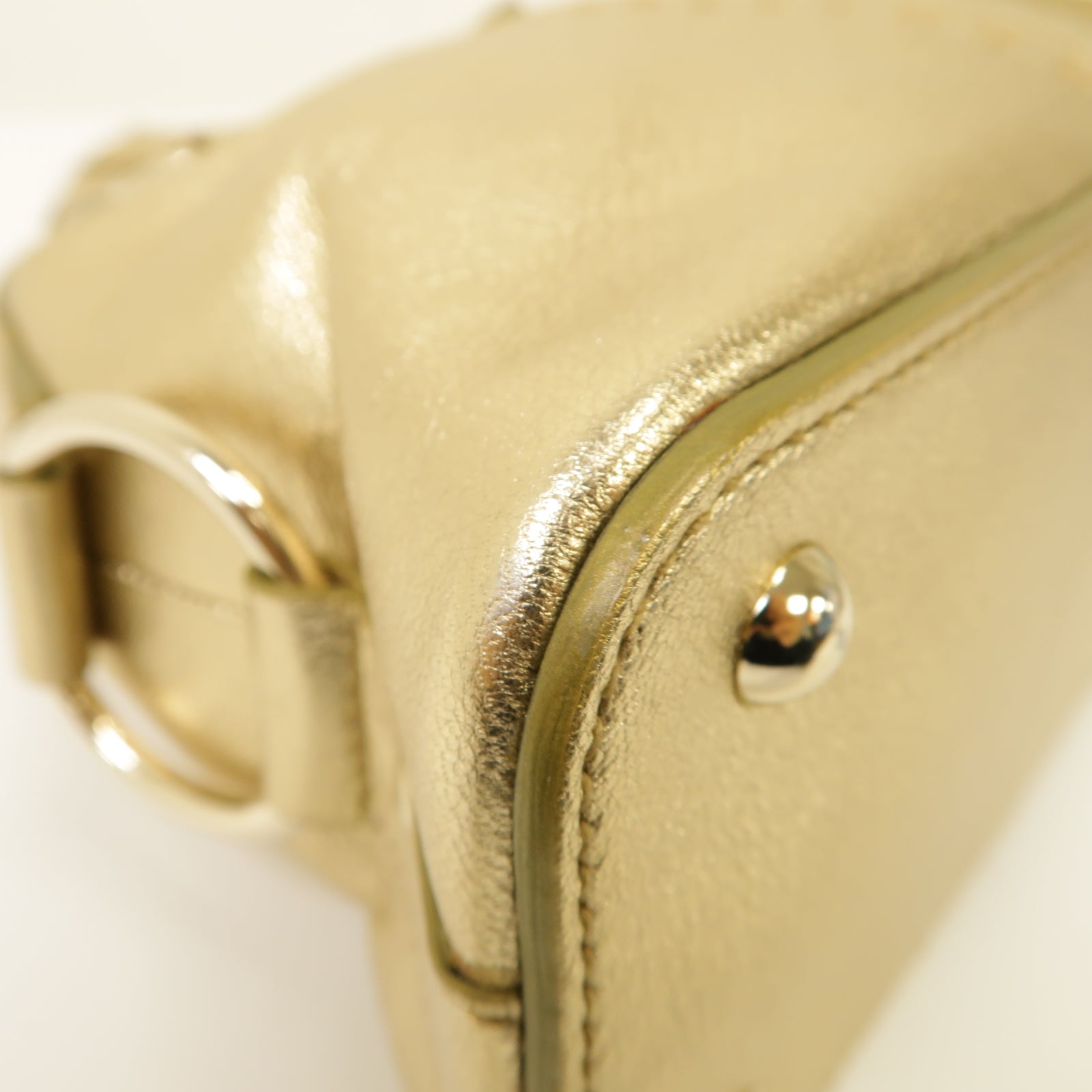 SAINT LAURENT 牛皮皮革Hand Bag金扣手提袋金色