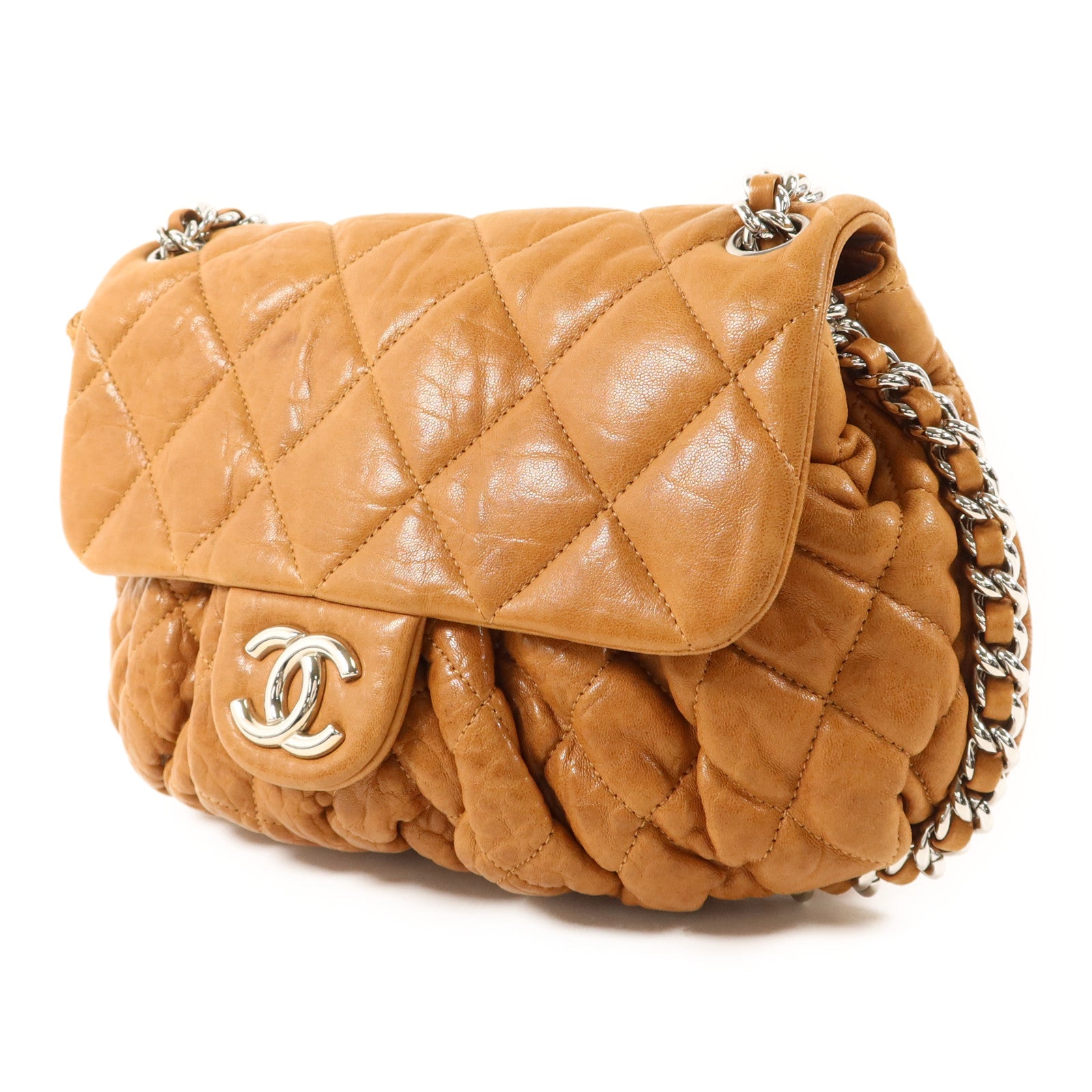 CHANEL 【激減優惠】牛皮皮革Chain Shoulder Bag銀扣鏈帶肩背袋