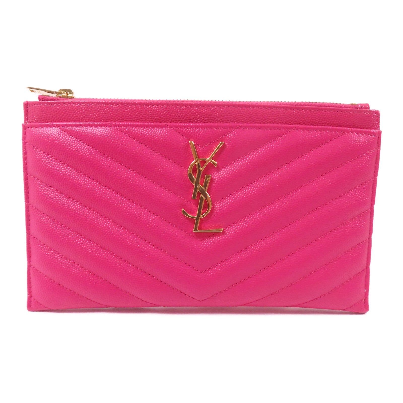 SAINT LAURENT 牛皮皮革Pouch金扣手拿包