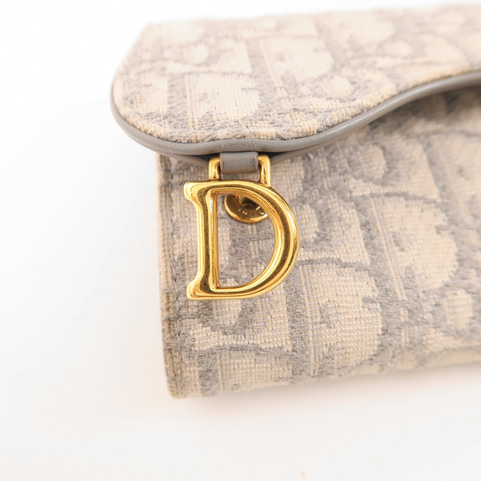 Dior 帆布Saddle Nymphea金扣錢包