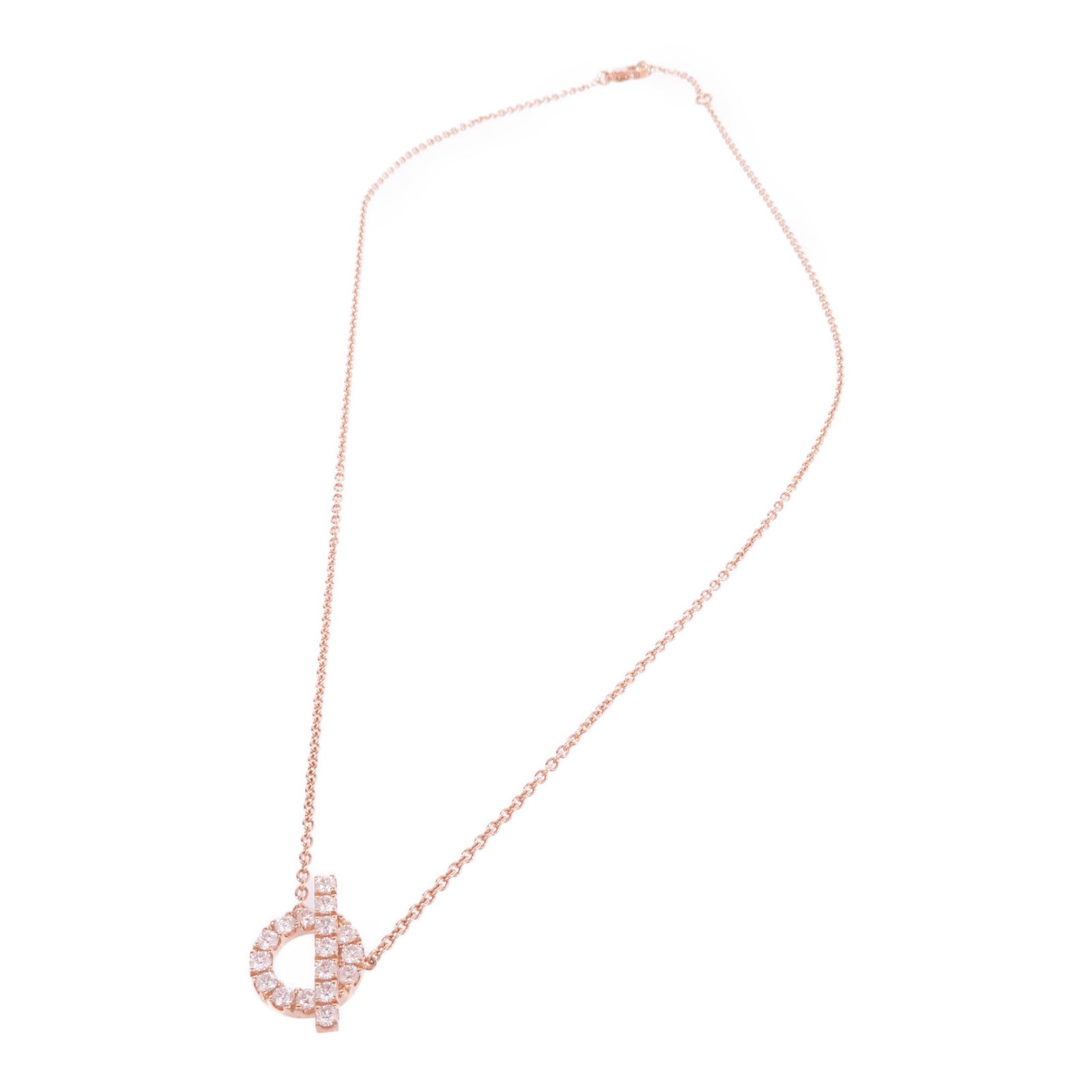 HERMES 18K玫瑰金Finesse Pendant鑽石項鍊