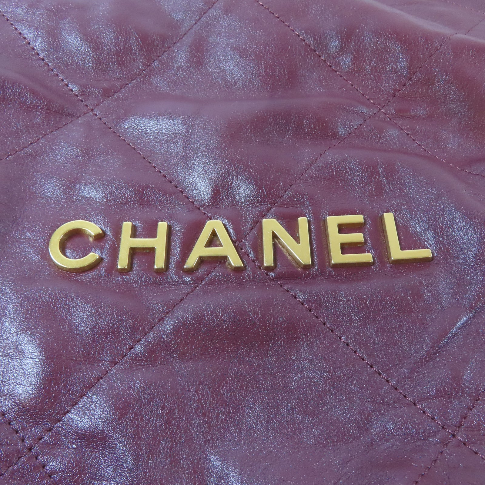 CHANEL 菱格牛皮皮革C22 Small金扣鏈帶肩背袋紫色