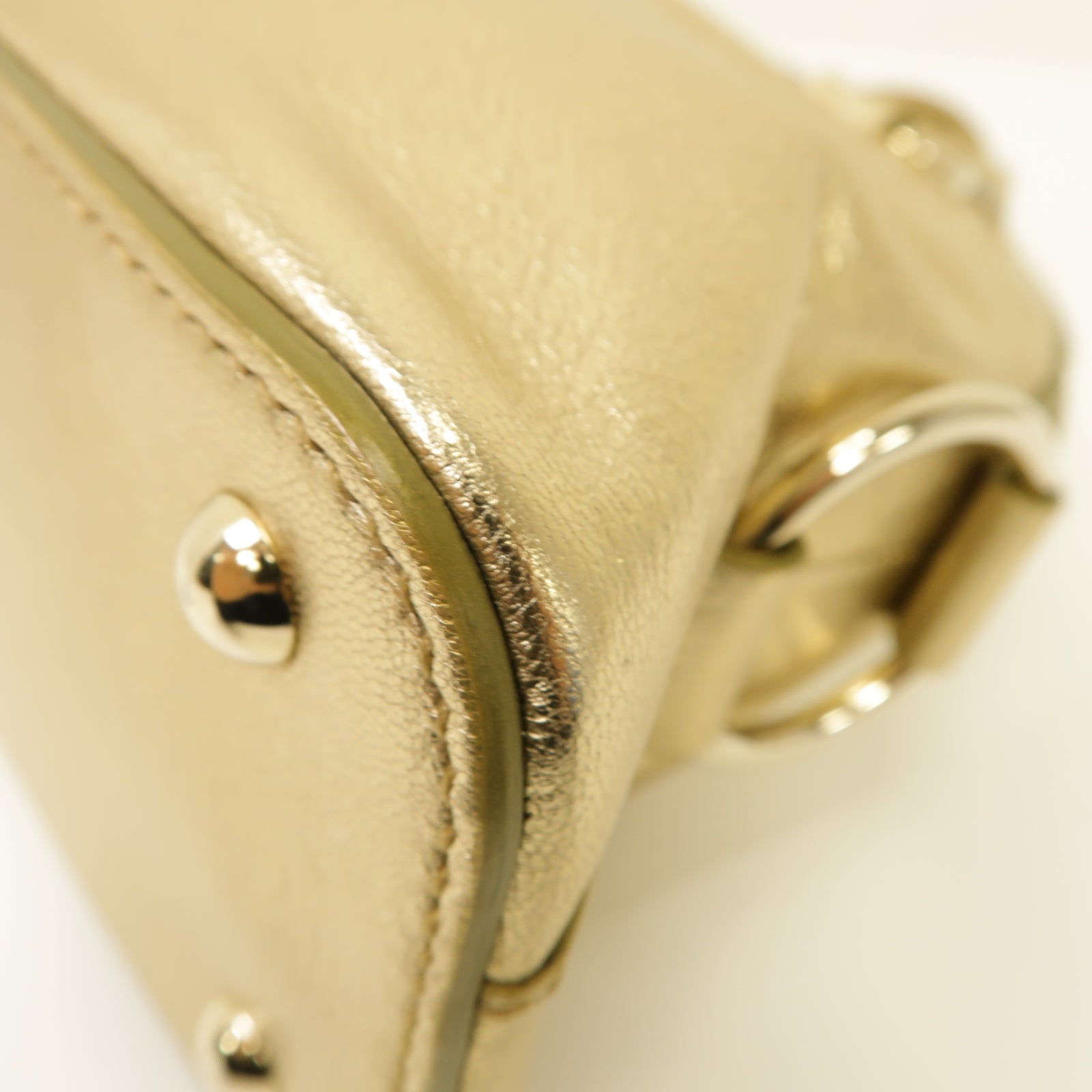 SAINT LAURENT 牛皮皮革Hand Bag金扣手提袋金色