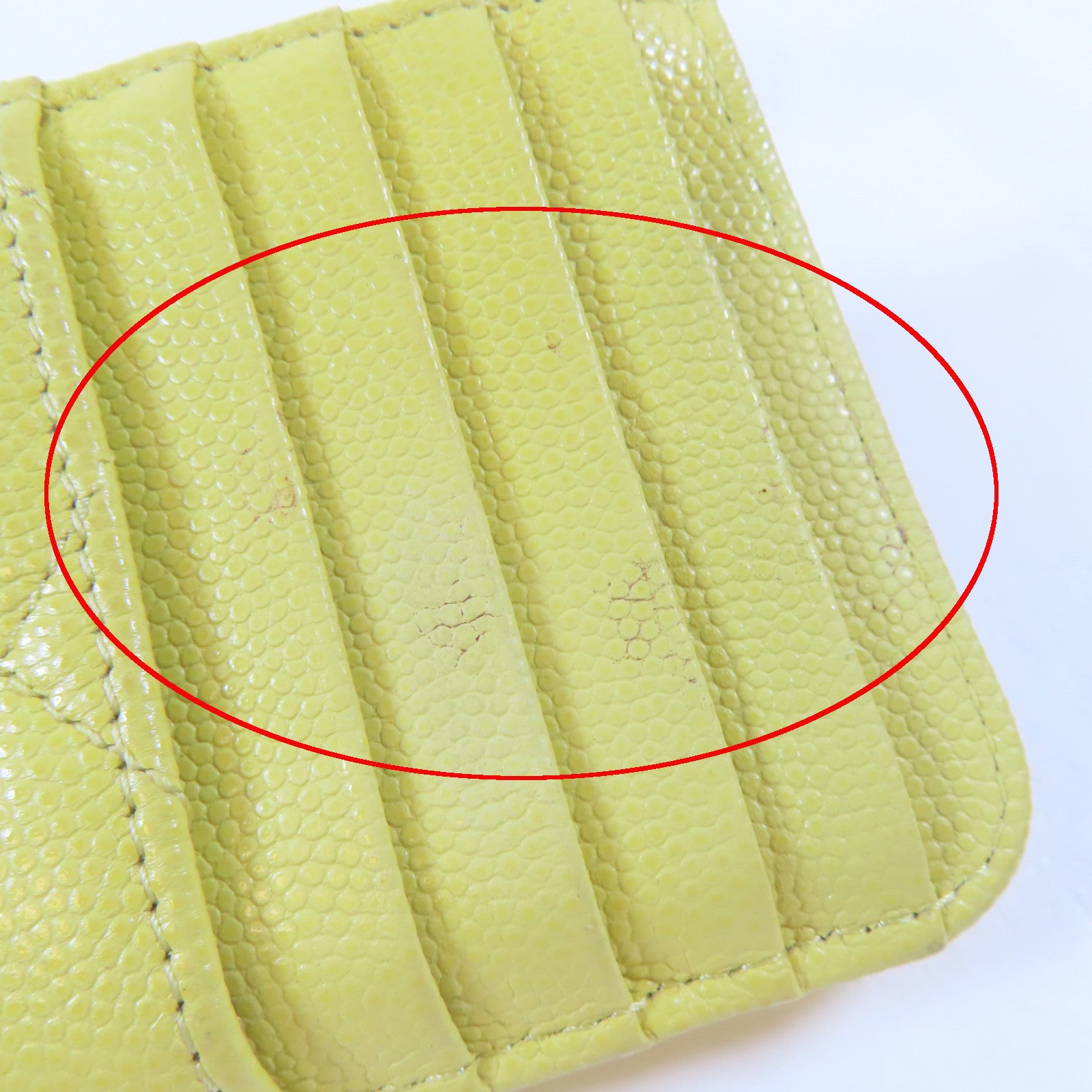 CHANEL 菱格Caviar皮革Card Case金扣卡片套黃色