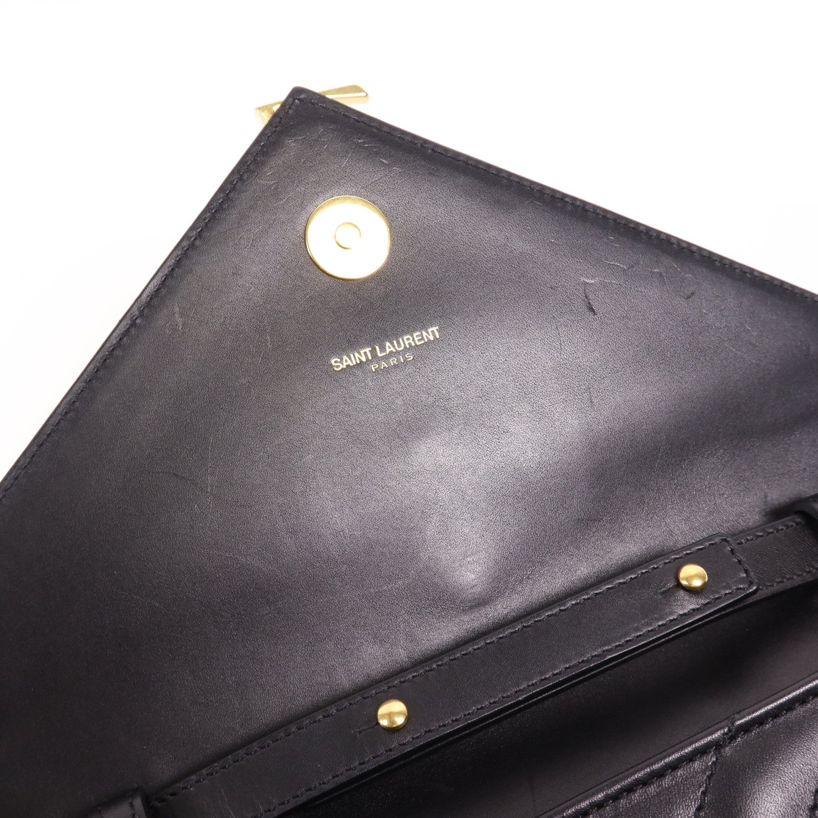 SAINT LAURENT 牛皮皮革Chain Shoulder金扣鏈帶肩背袋