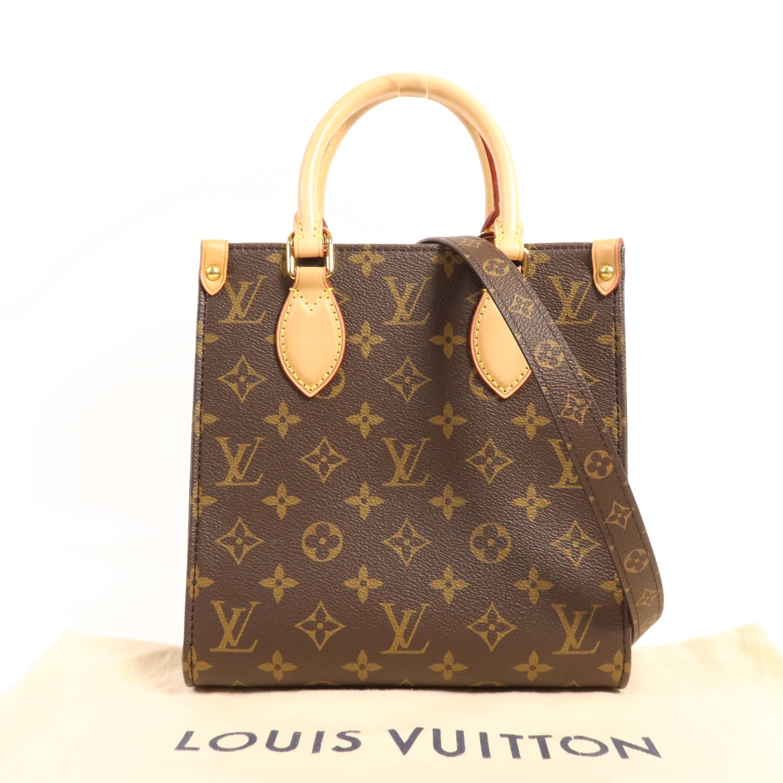 LOUIS VUITTON Monogram Sac Plat BB金扣手挽肩背兩用袋