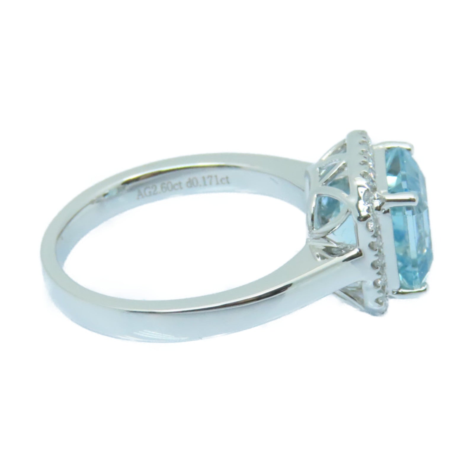 JEWELRY 【激減優惠】18K白金Aquamarine Ring 2.6ct藍晶/0.171ct鑽石戒指US#6
