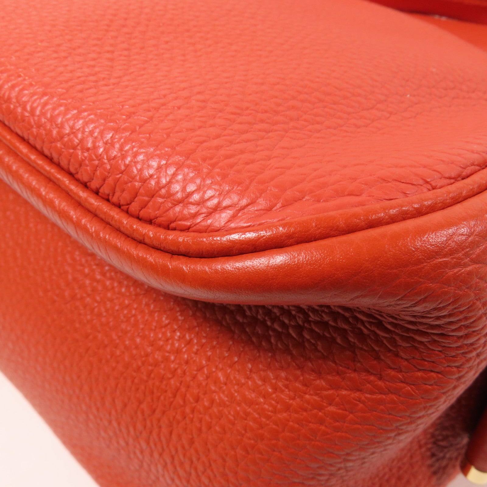 HERMES Clemence皮革Bourlingue金扣肩背袋橙紅色