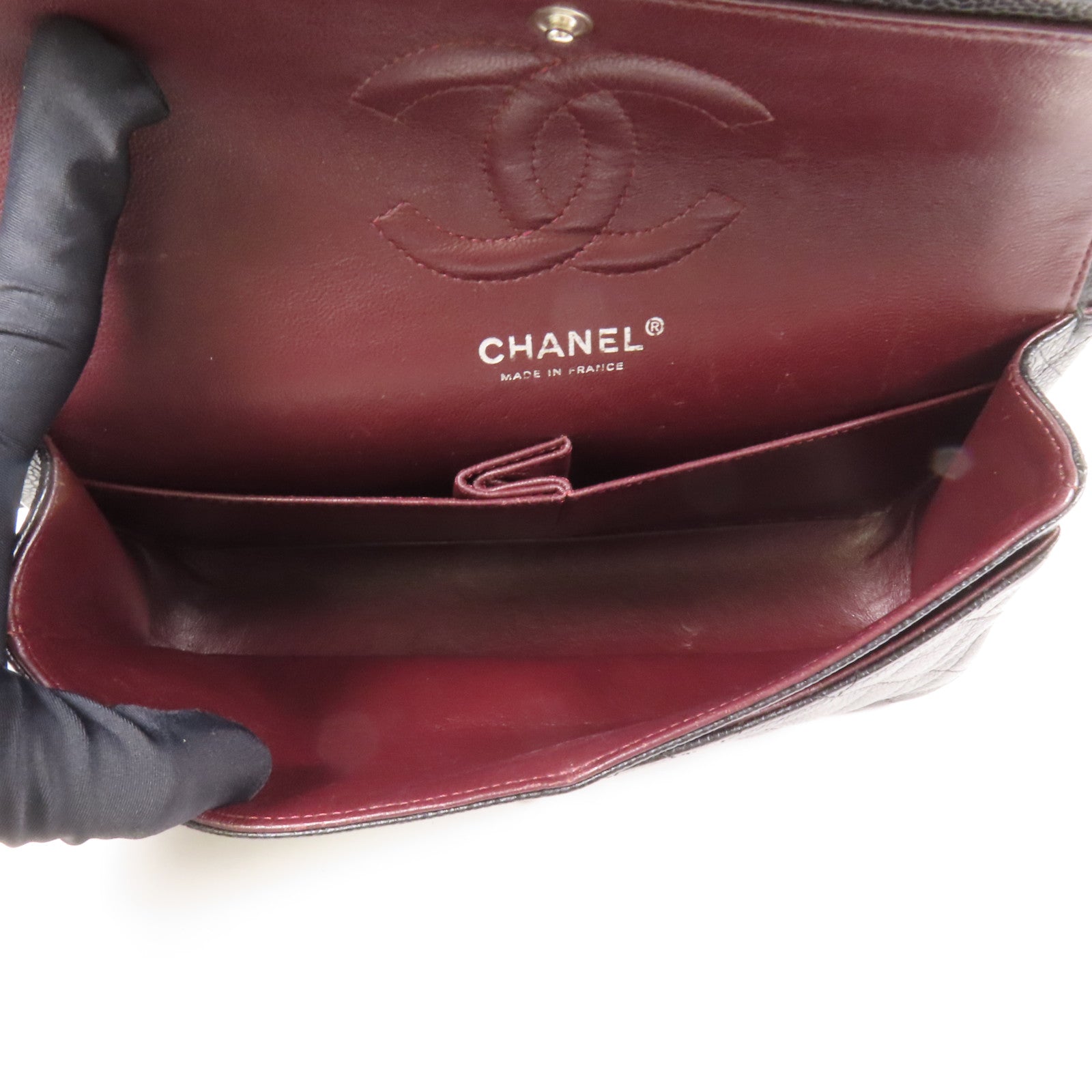 CHANEL 牛皮皮革Classic 25銀扣鏈帶肩背袋
