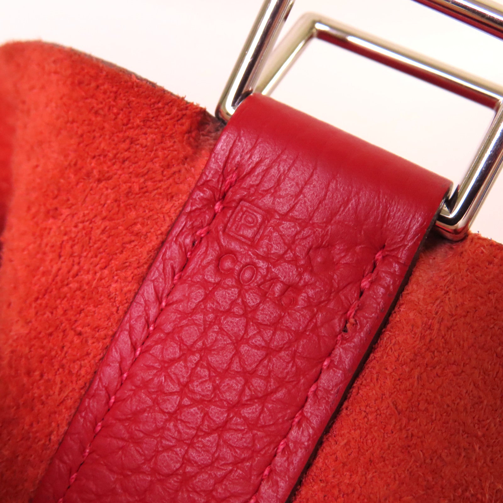 HERMES Togo皮革Picotin GM Tote Bag銀扣手挽袋紅色