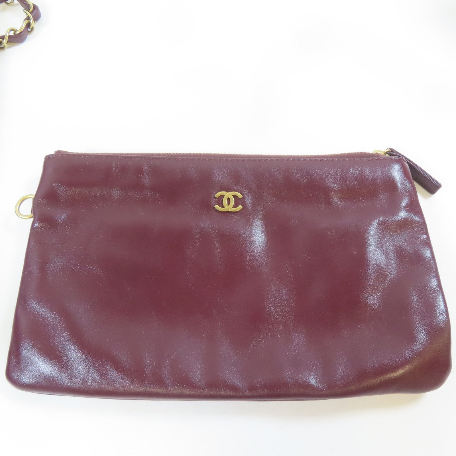 CHANEL 菱格牛皮皮革C22 Small金扣鏈帶肩背袋紫色