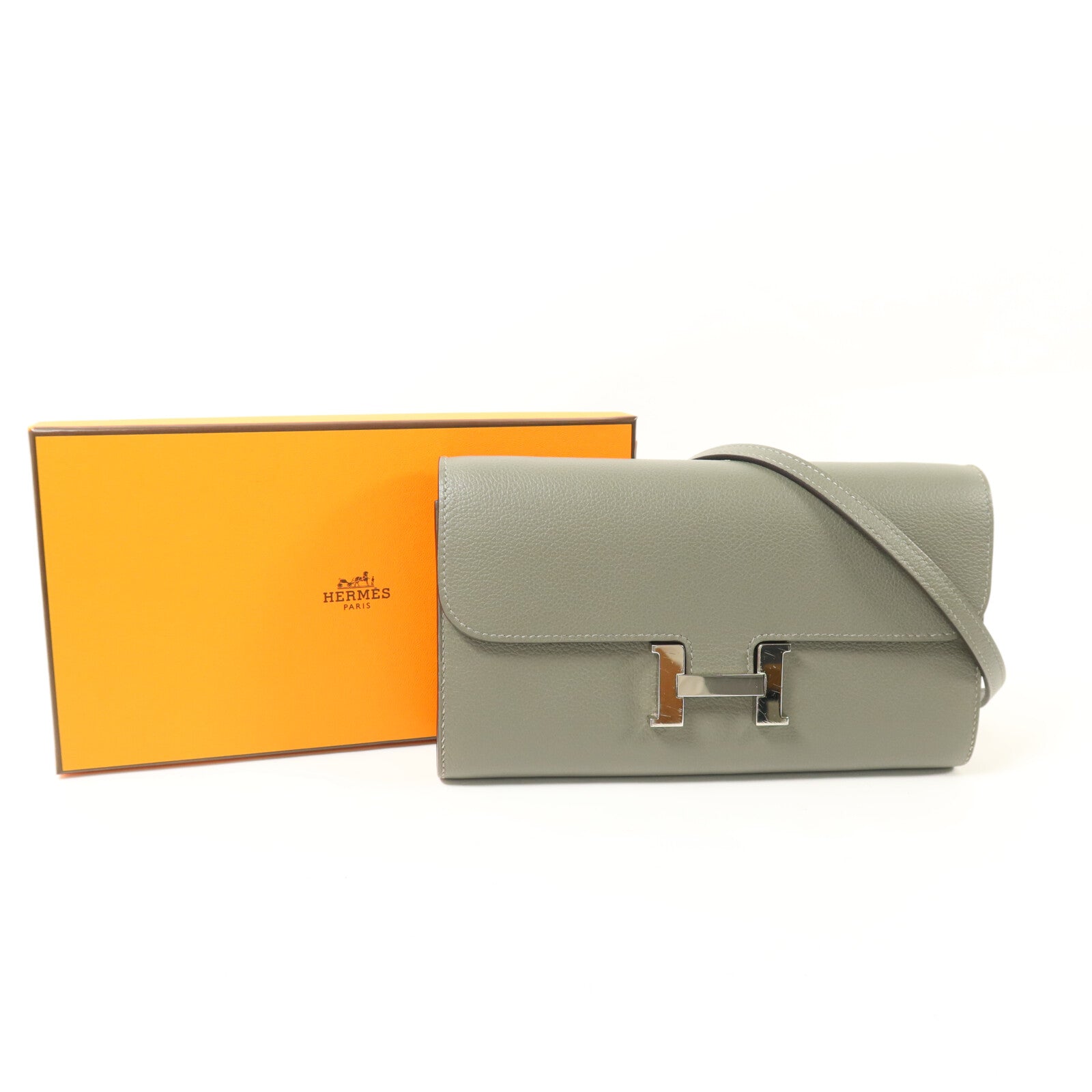 HERMES Evercolor皮革Constance To Go肩背袋Gris Meyer