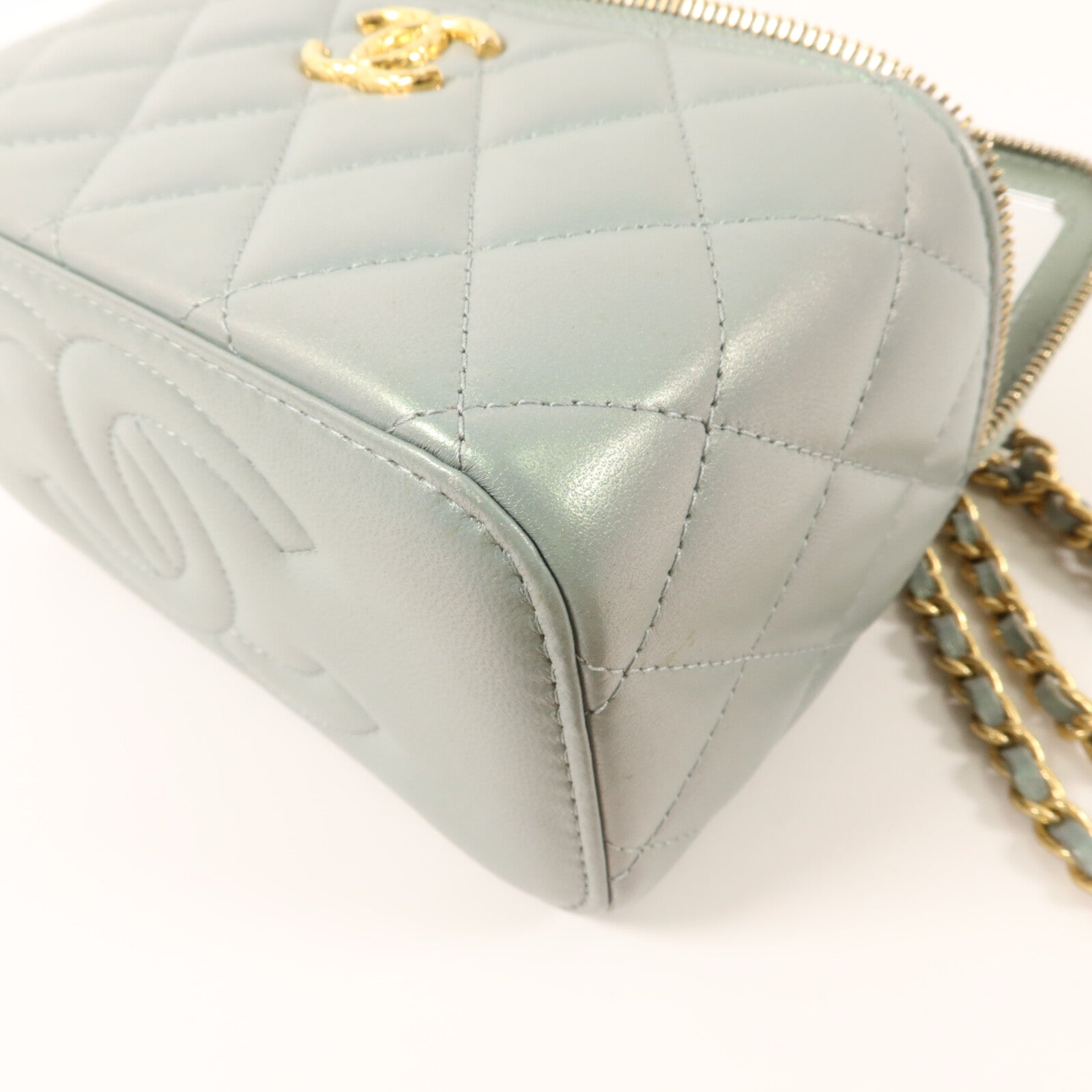 CHANEL 羊皮皮革25C Top Handle Vanity Case鏈帶肩背袋