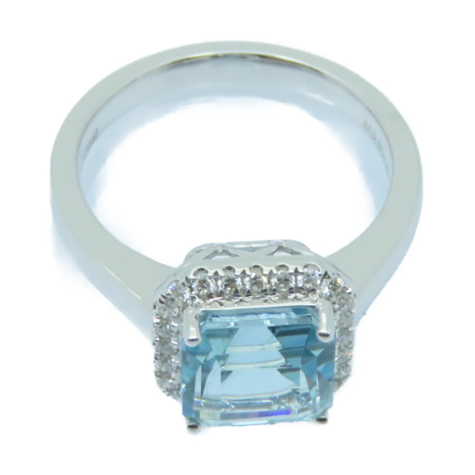 JEWELRY 【激減優惠】18K白金Aquamarine Ring 2.6ct藍晶/0.171ct鑽石戒指US#6