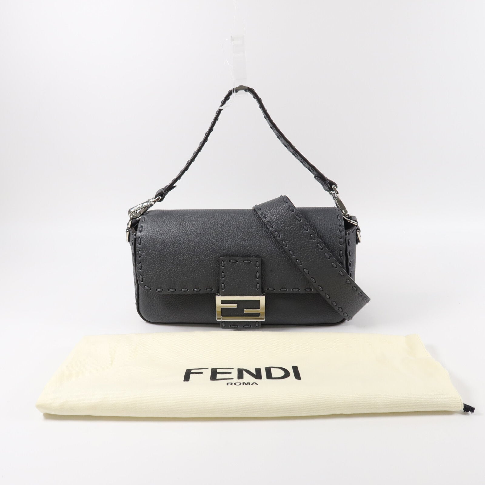 FENDI 牛皮皮革Baguette Bag手挽肩背兩用袋