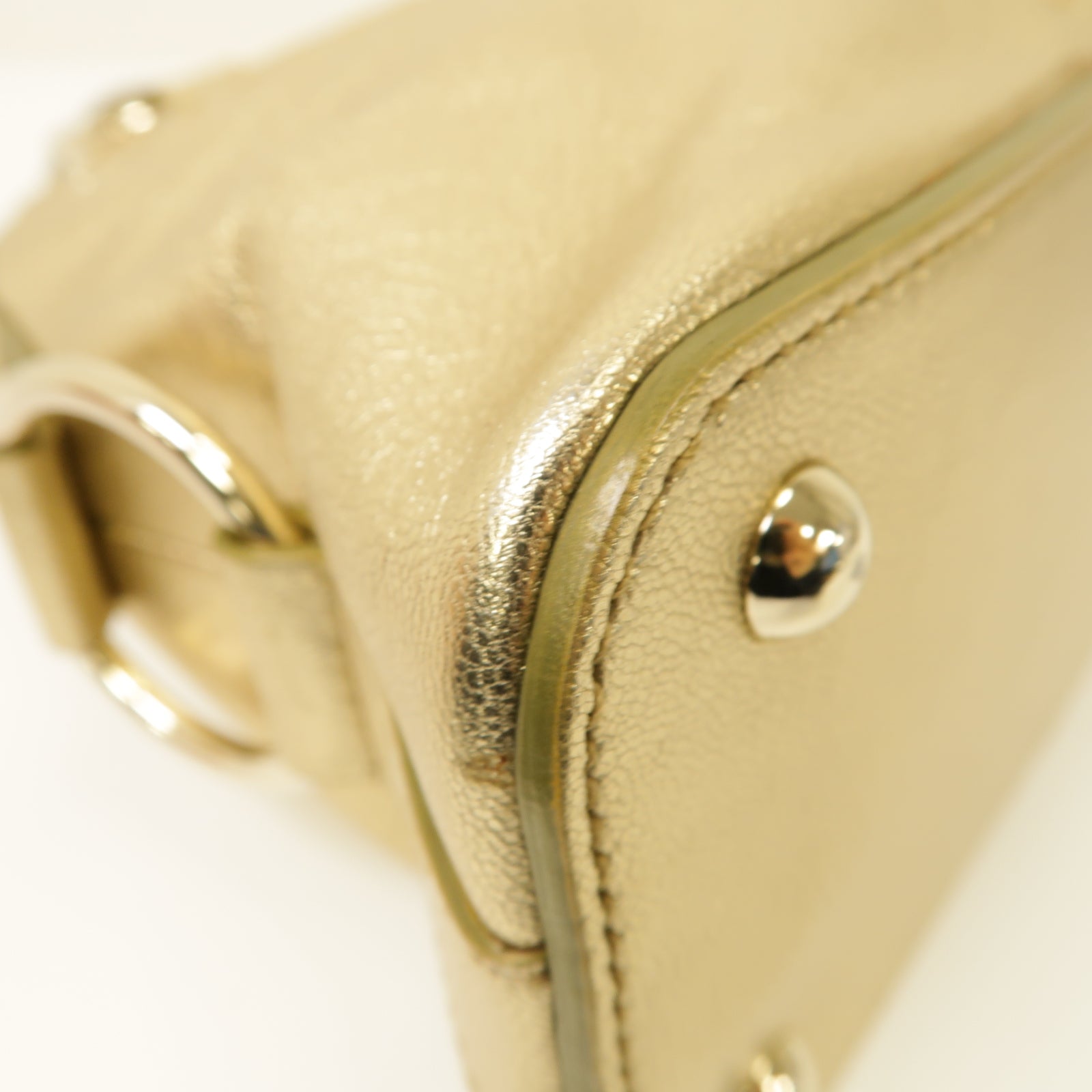 SAINT LAURENT 牛皮皮革Hand Bag金扣手提袋金色