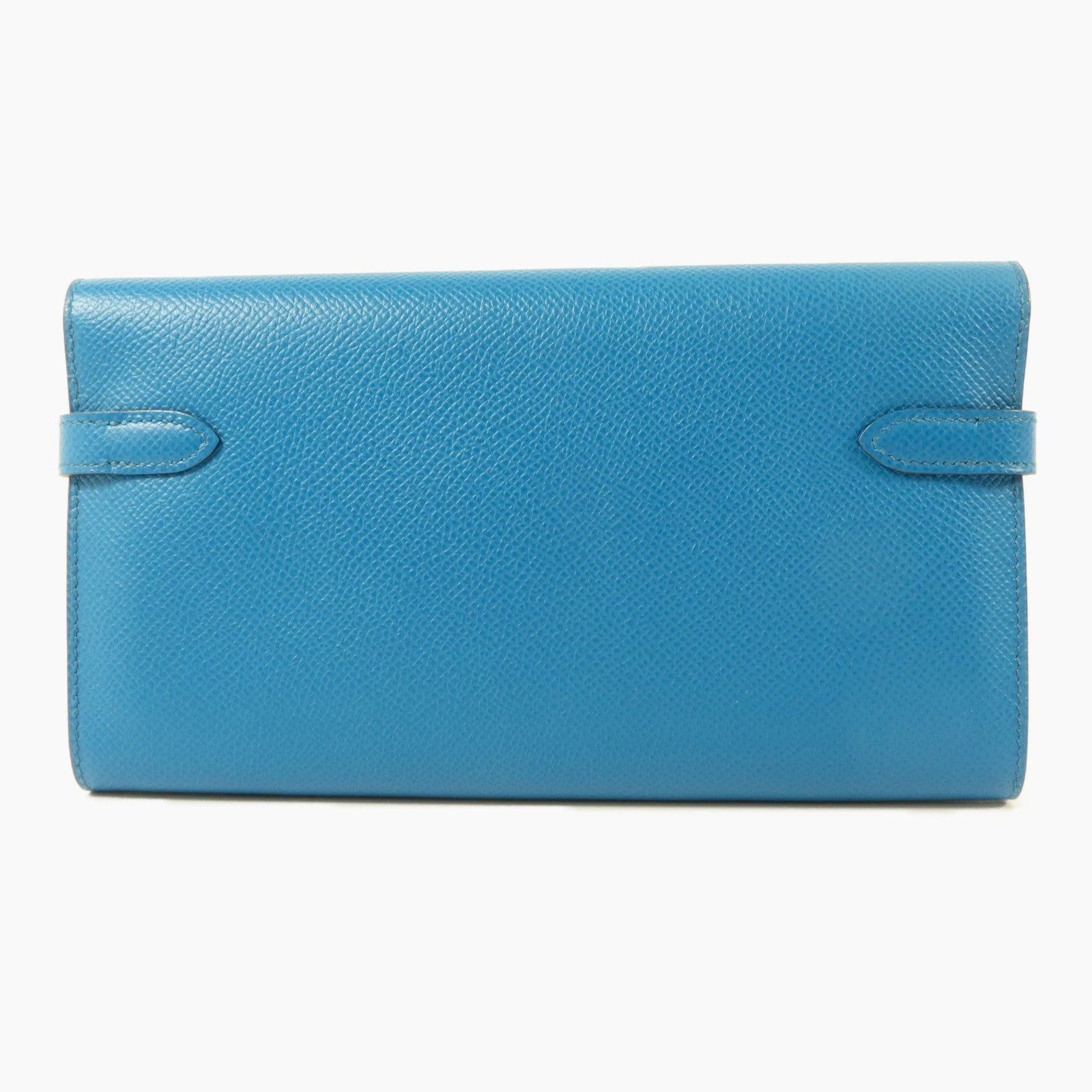 HERMES Epsom皮革Kelly Wallet長錢包Bleu Izmir