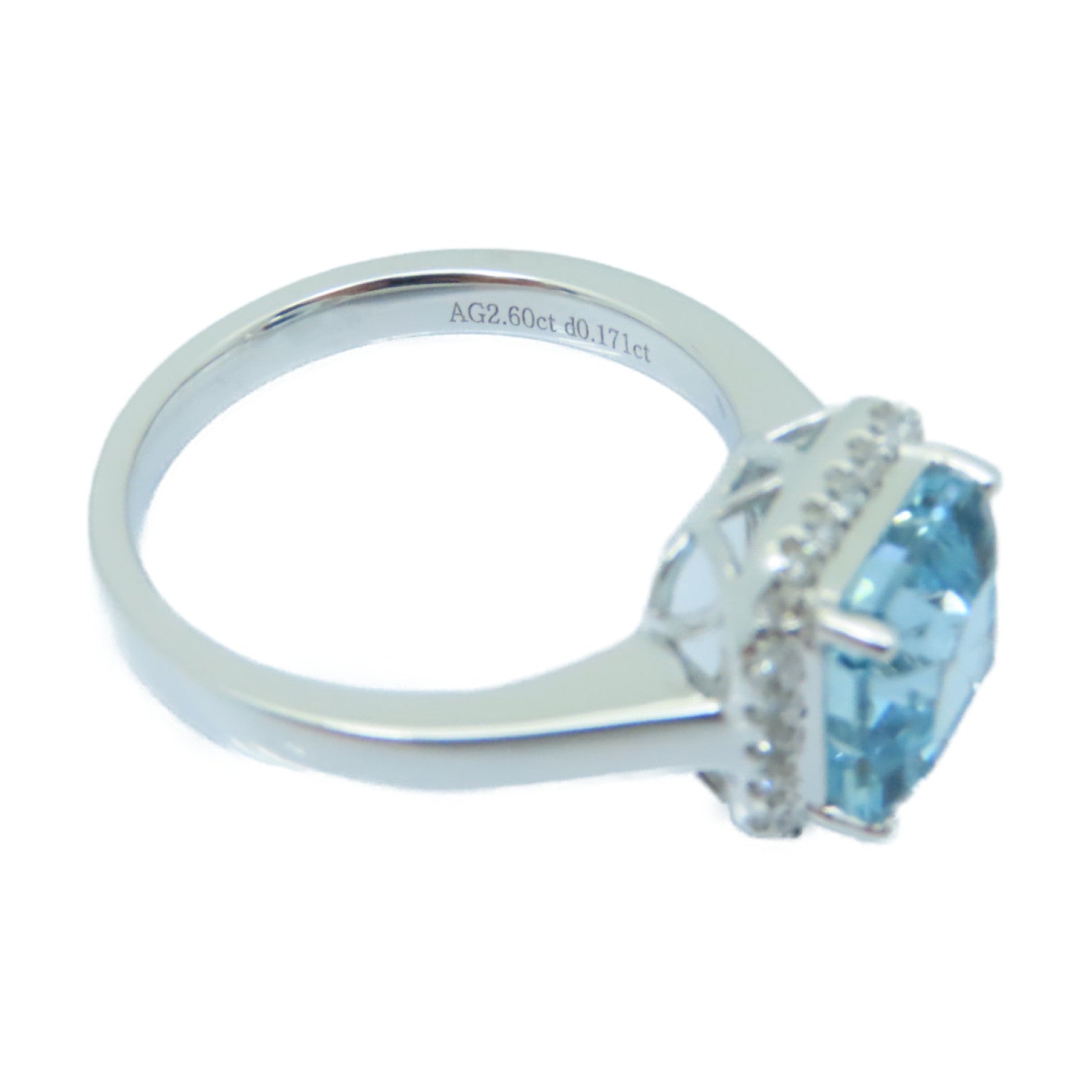 JEWELRY 【激減優惠】18K白金Aquamarine Ring 2.6ct藍晶/0.171ct鑽石戒指US#6