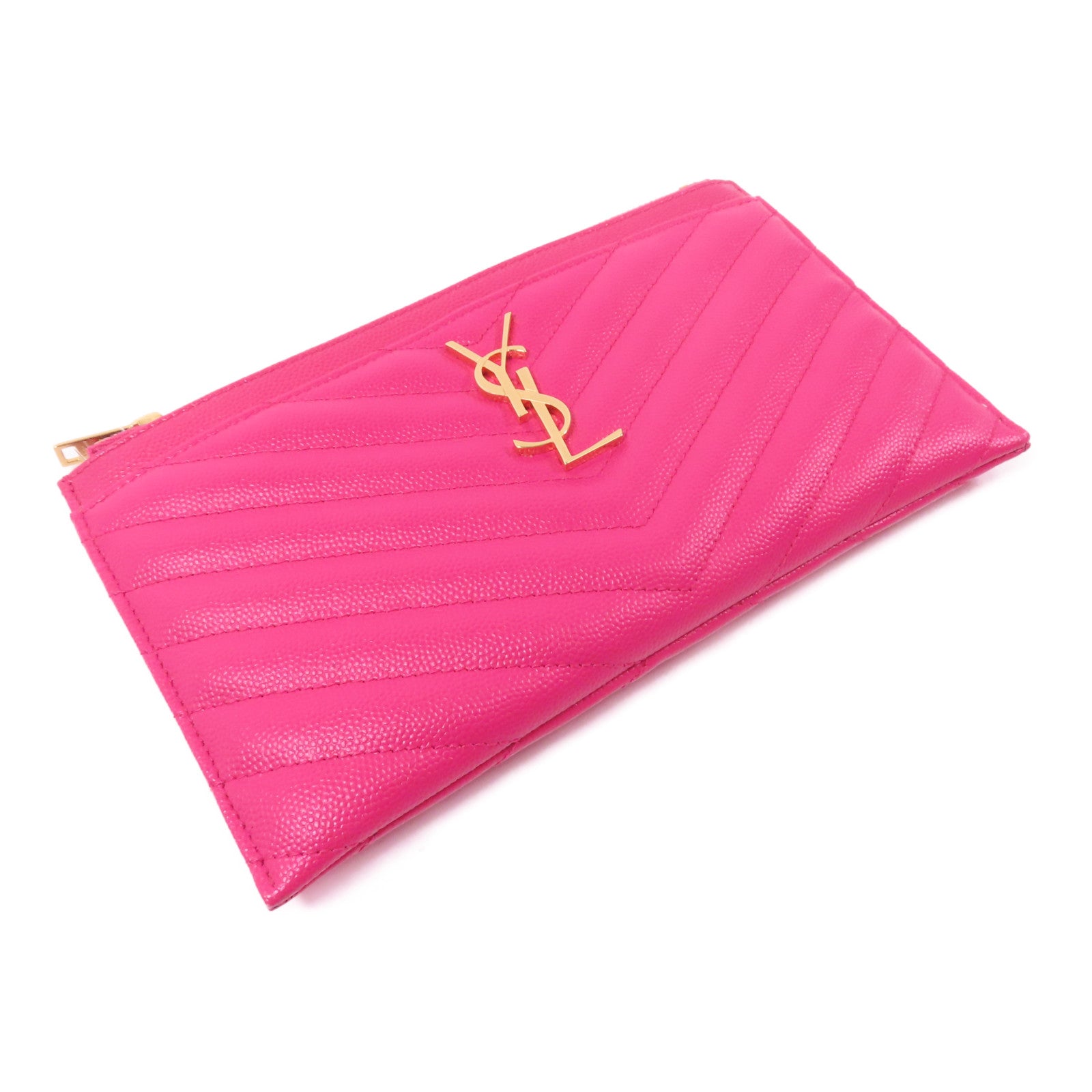 SAINT LAURENT 牛皮皮革Pouch金扣手拿包