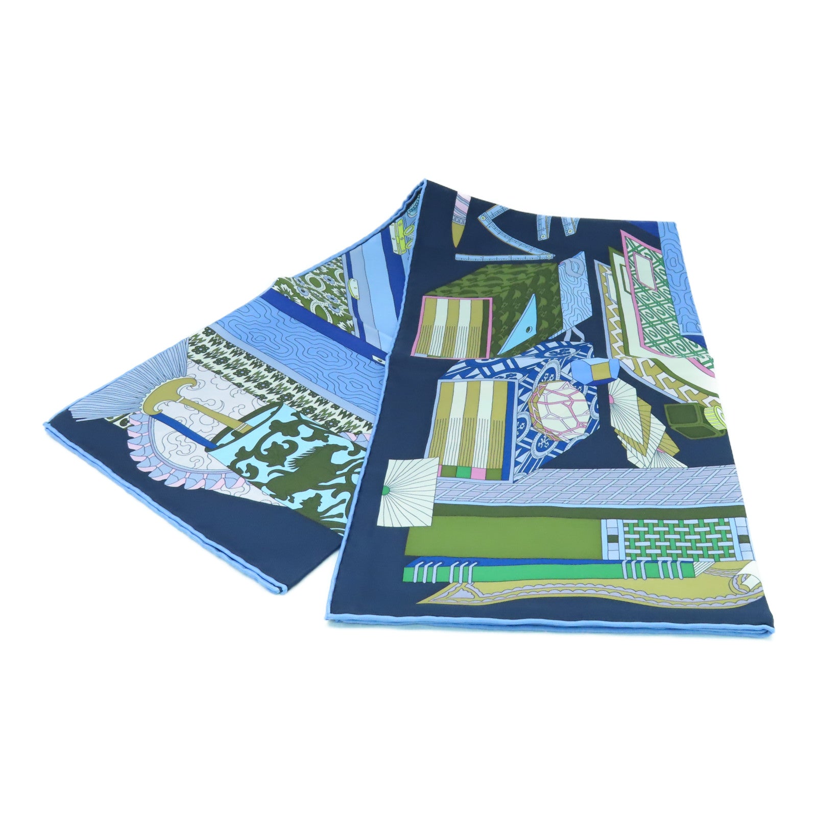 HERMES 【激減優惠】絲質Scarf 90x90f絲巾深藍色