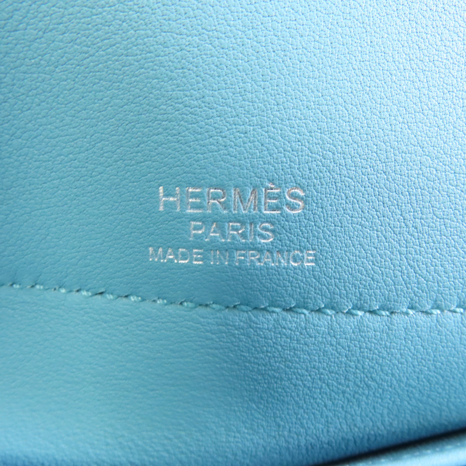 HERMES Evercolor皮革Bolide Secret銀扣手挽袋Bleu Saint Cyr/淺藍色