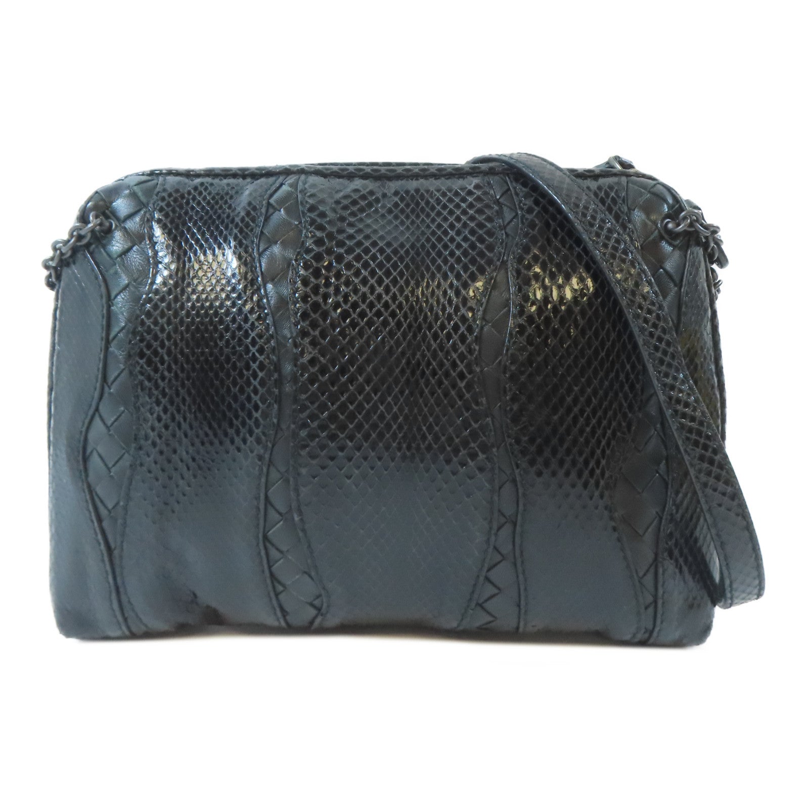 BOTTEGA VENETA 【激減優惠】皮革Shoulder Bag黑扣肩背袋黑色
