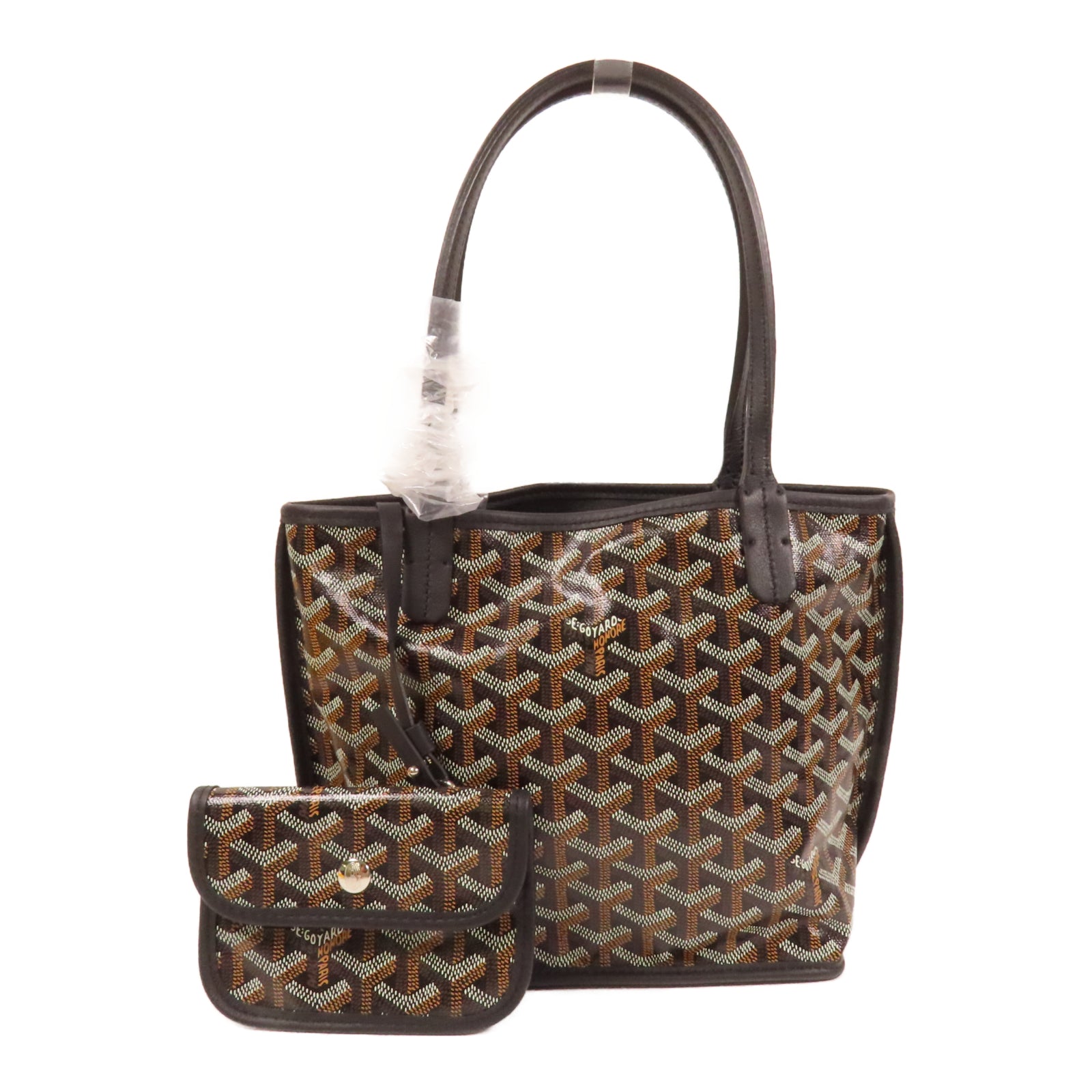 GOYARD 塗層帆布Anjou Mini Bag銀扣手挽袋黑色