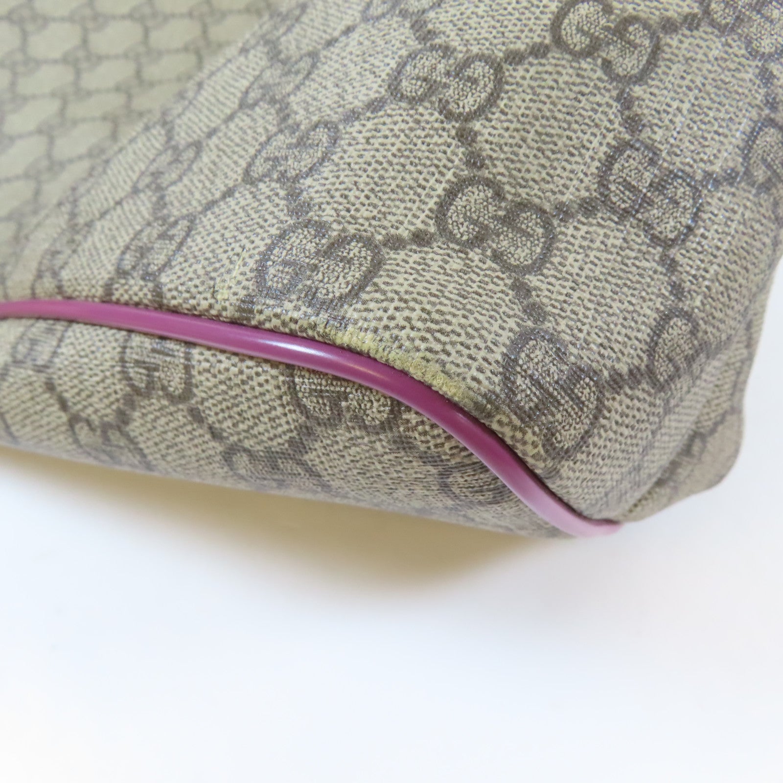 GUCCI 塗層帆布2 Way Shoulder Bag金扣手挽肩背兩用袋啡色/粉紅色