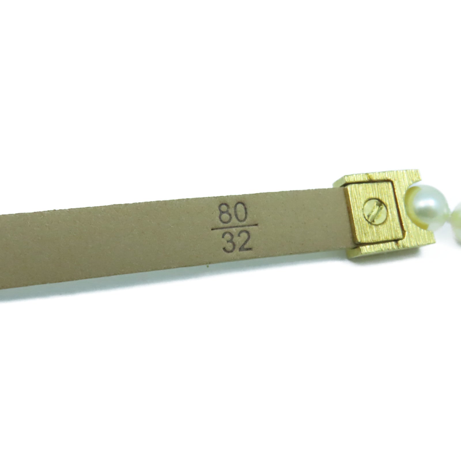 CHANEL 【激減優惠】皮革/仿珍珠Belt 80金扣皮帶金色