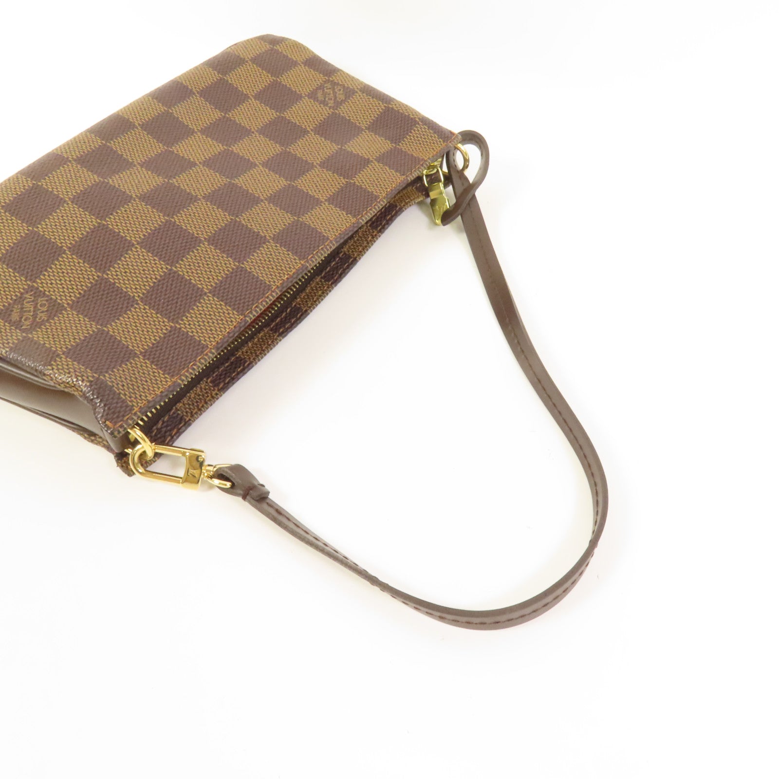 LOUIS VUITTON Damier Pochette Accessories金扣手挽袋