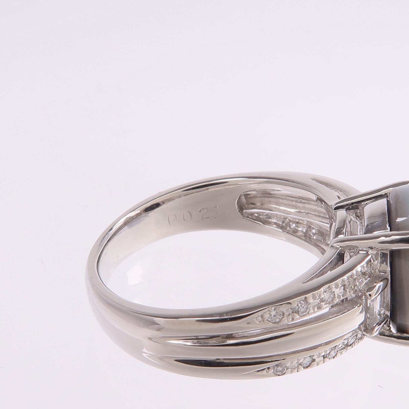 JEWELRY PT900鉑金Black Opal Diamond Ring黑蛋白石/鑽石戒指US#6.25