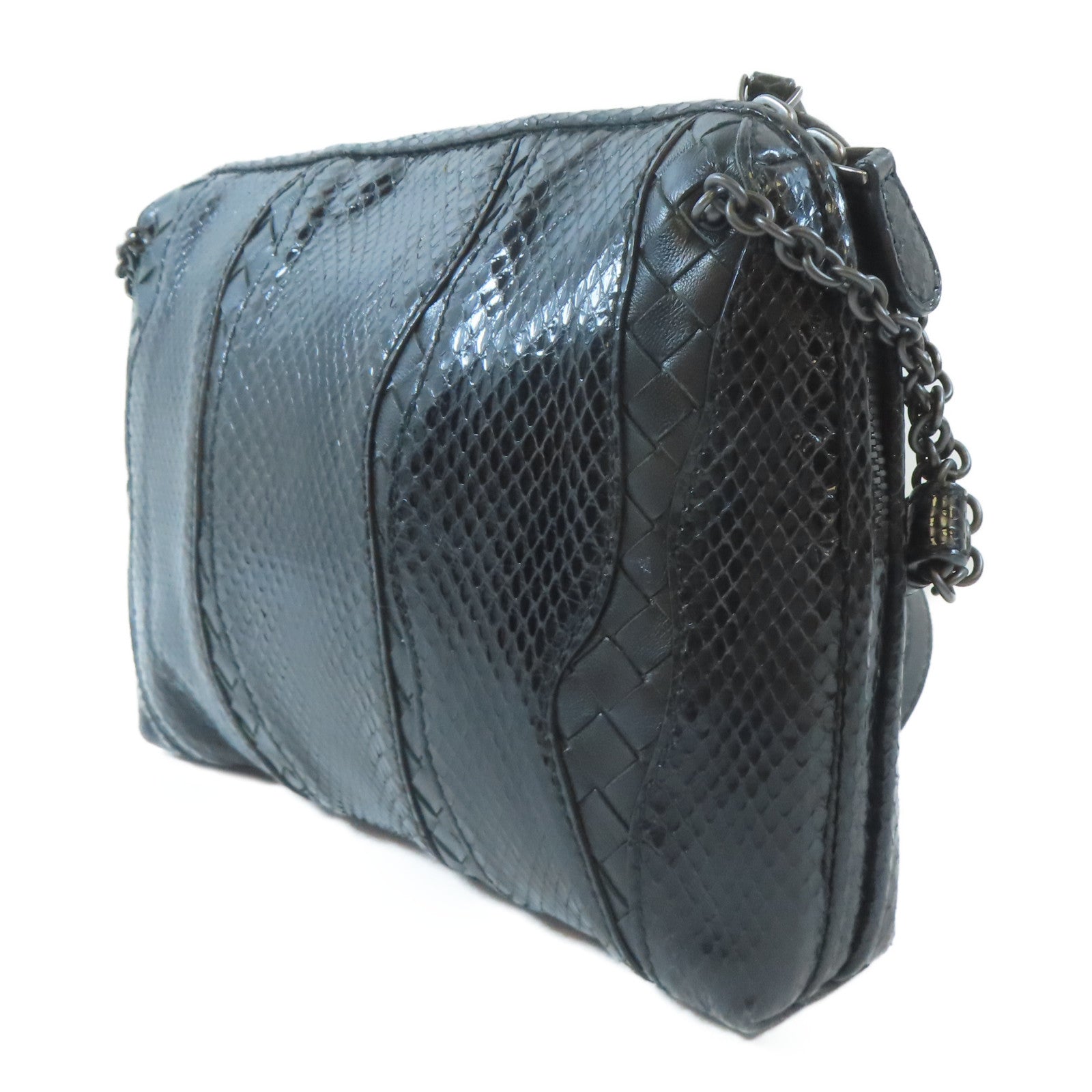 BOTTEGA VENETA 【激減優惠】皮革Shoulder Bag黑扣肩背袋黑色