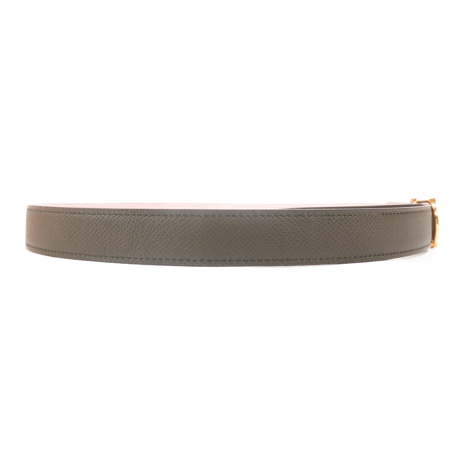 HERMES Swift/Espom皮革Gamma Belt金扣皮帶Vert De Gris