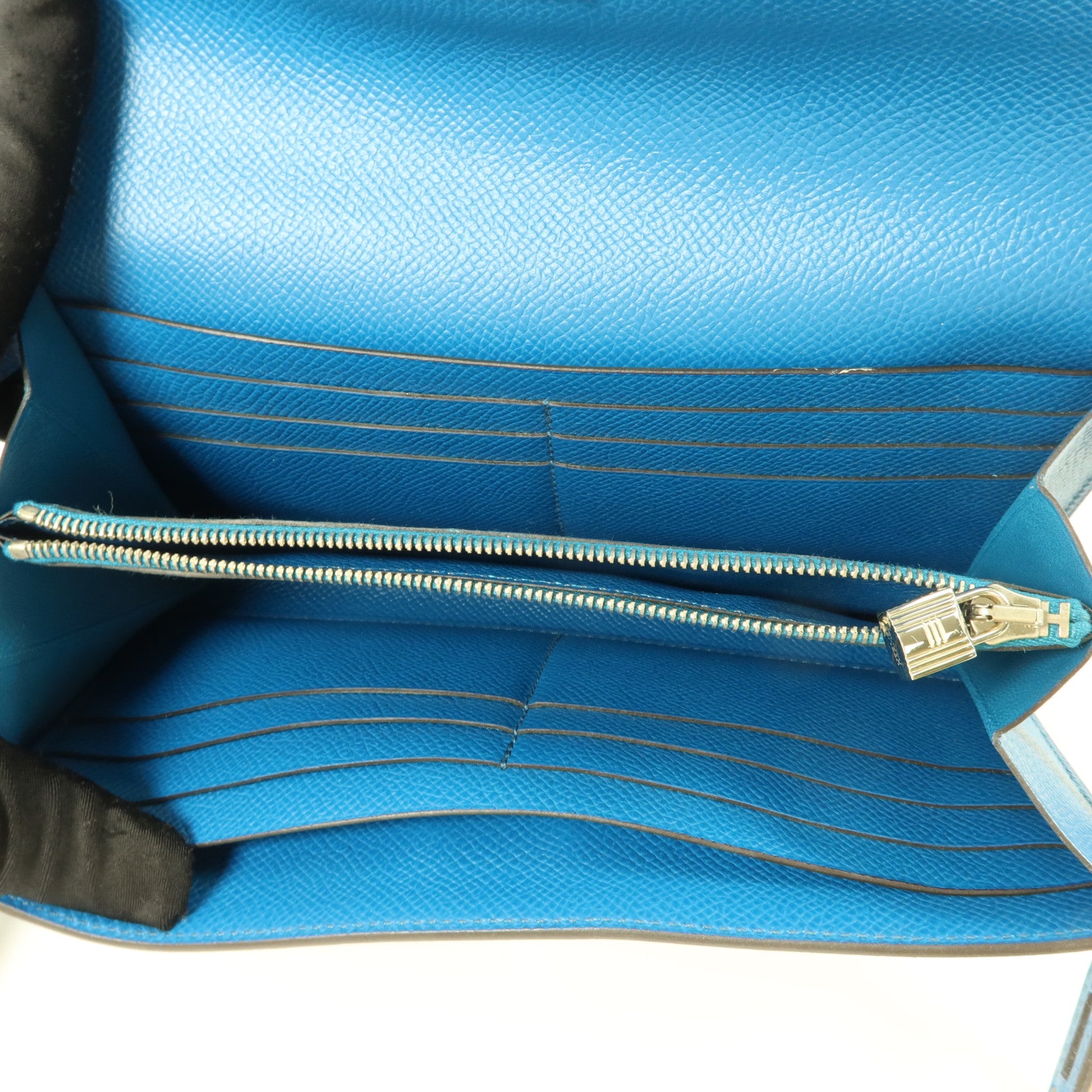HERMES Epsom皮革Kelly Wallet長錢包Bleu Izmir