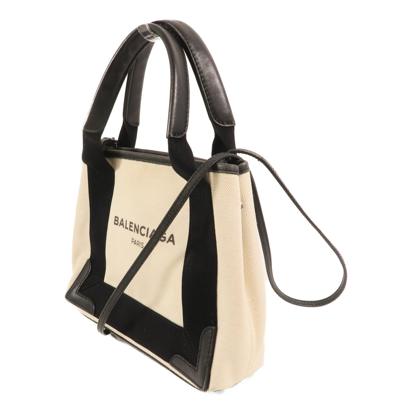 BALENCIAGA 帆布Navy Cabas Small銀扣手挽肩背兩用袋