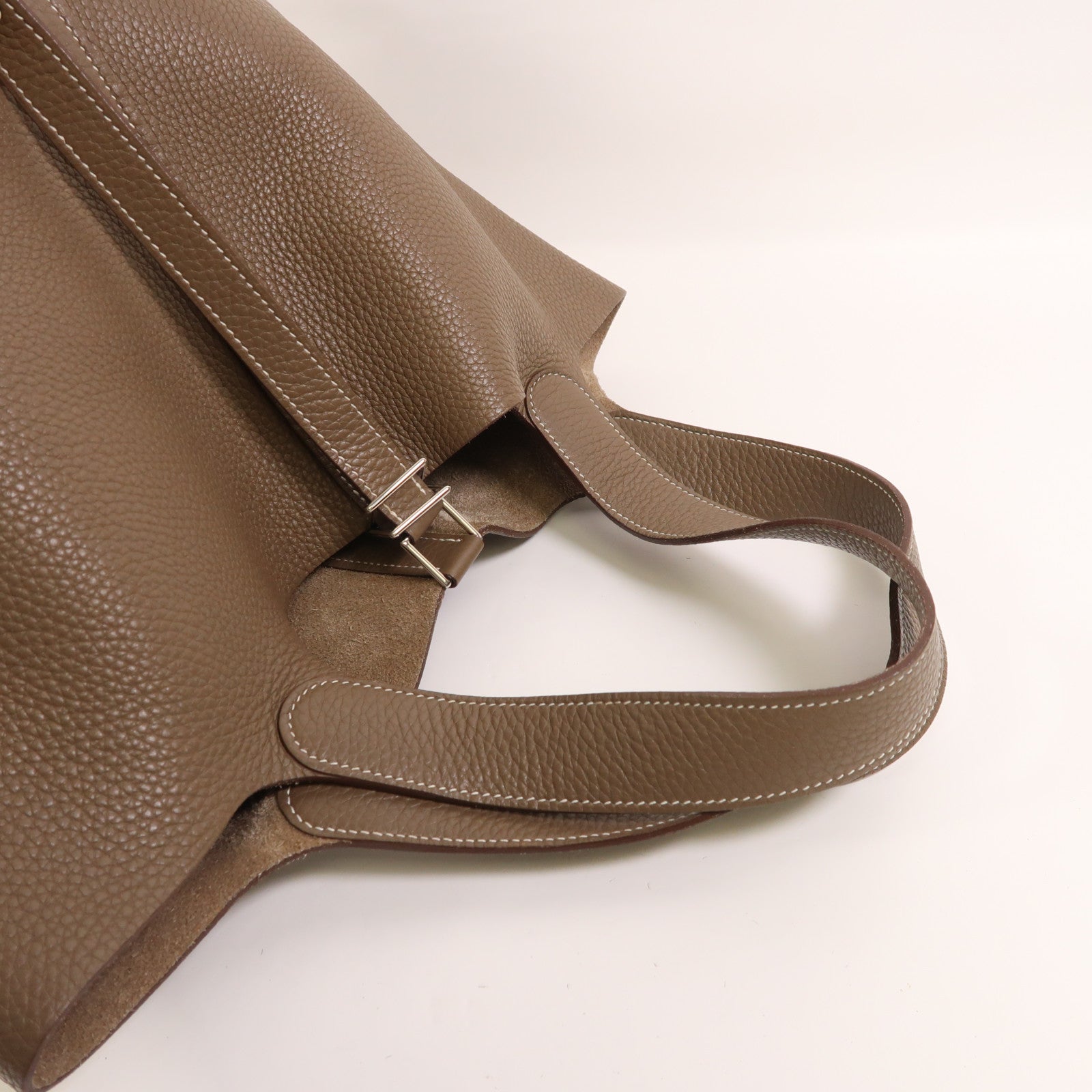 HERMES Clemence皮革Picotin GM銀扣手挽袋