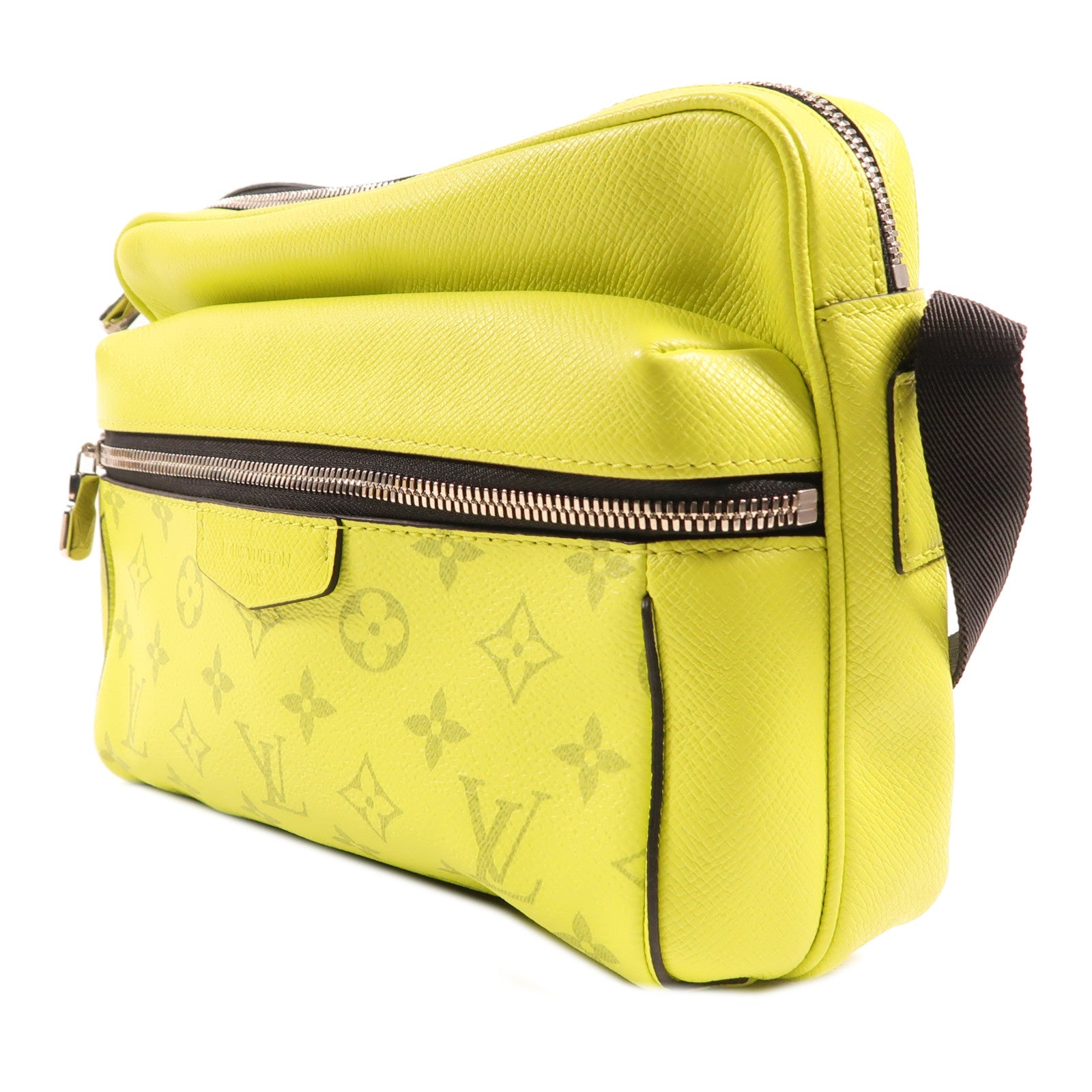 LOUIS VUITTON Monogram/Taiga皮革Outdoor銀扣肩背袋